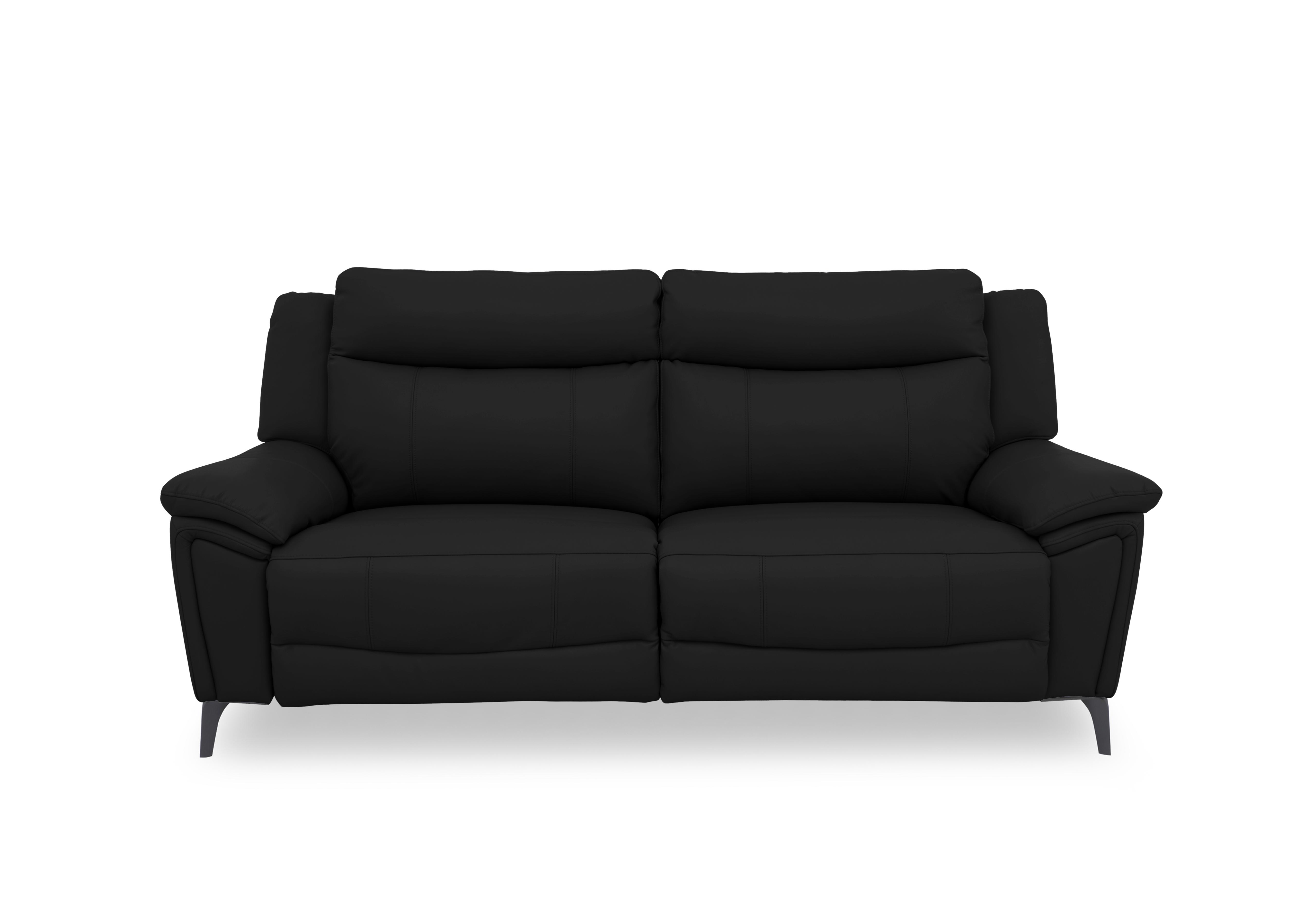 Panache Leather 3 Seater Power Recliner Sofa with Power Headrests in Jet Black Cat-60/22 on Furniture Village