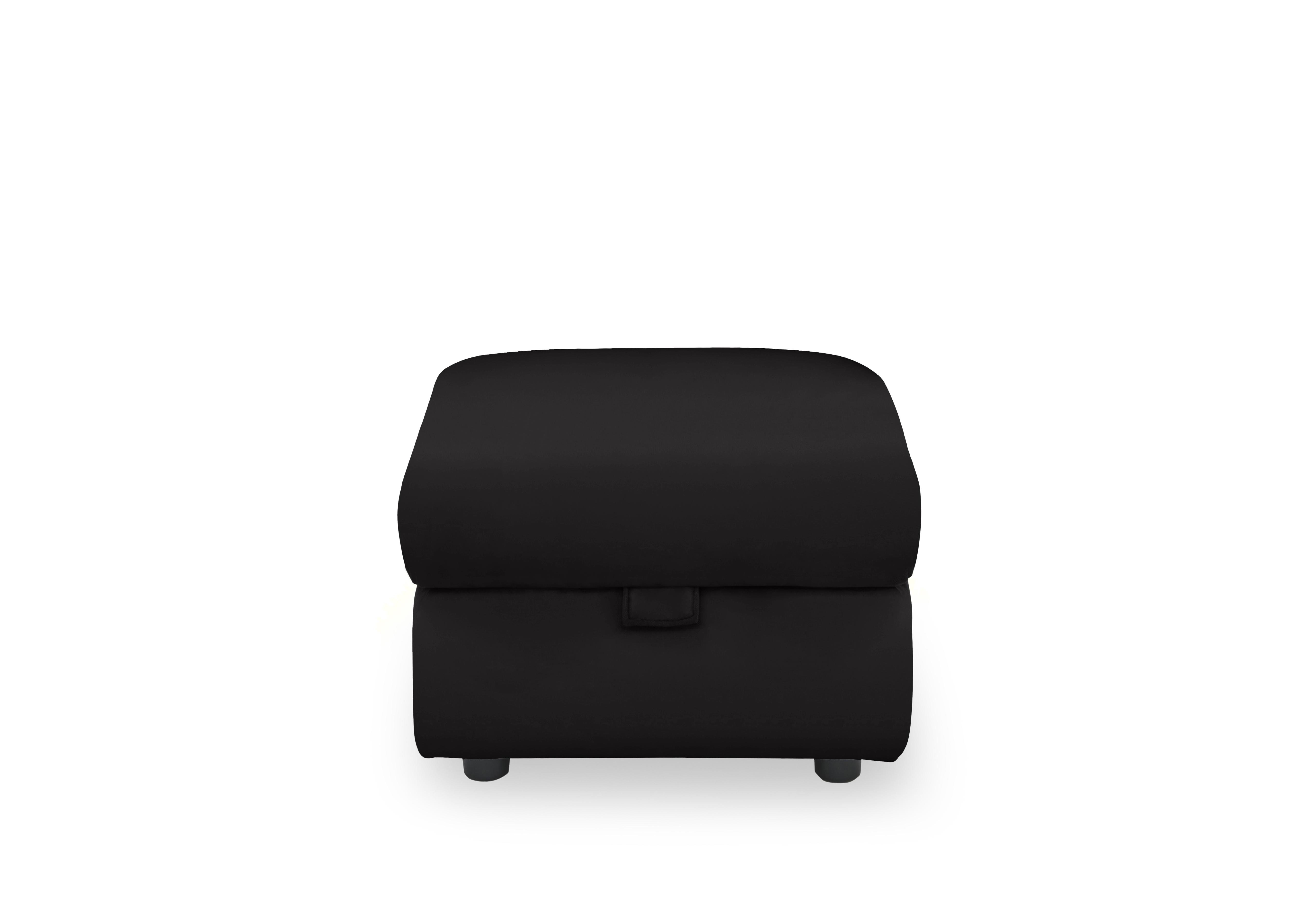 Panache Leather Storage Footstool in Jet Black Cat-60/22 on Furniture Village