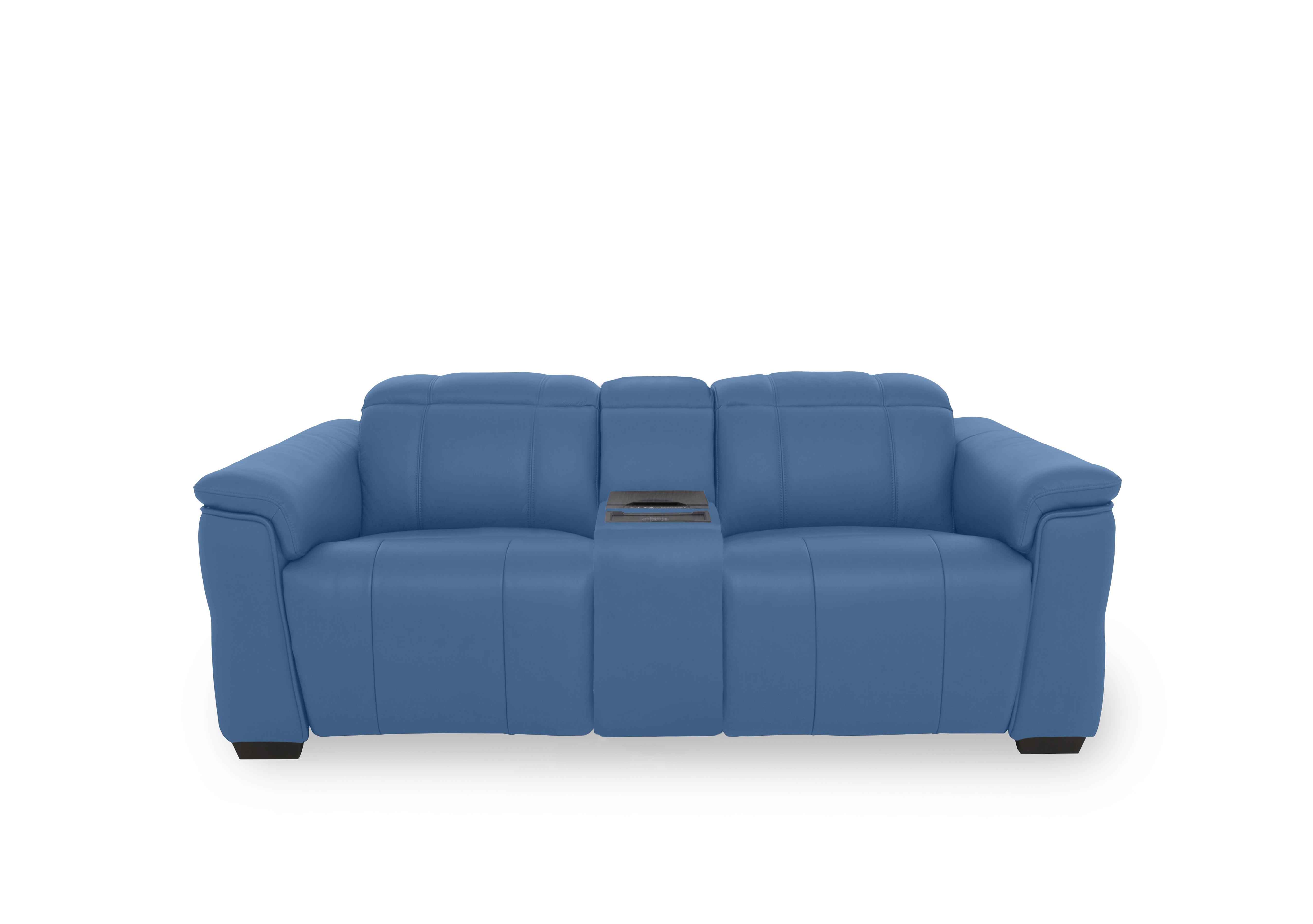 Inca Leather 2 Seater Power Recliner Sofa with Power Headrests and Fridge Console in Cat-40/12 Aegean on Furniture Village
