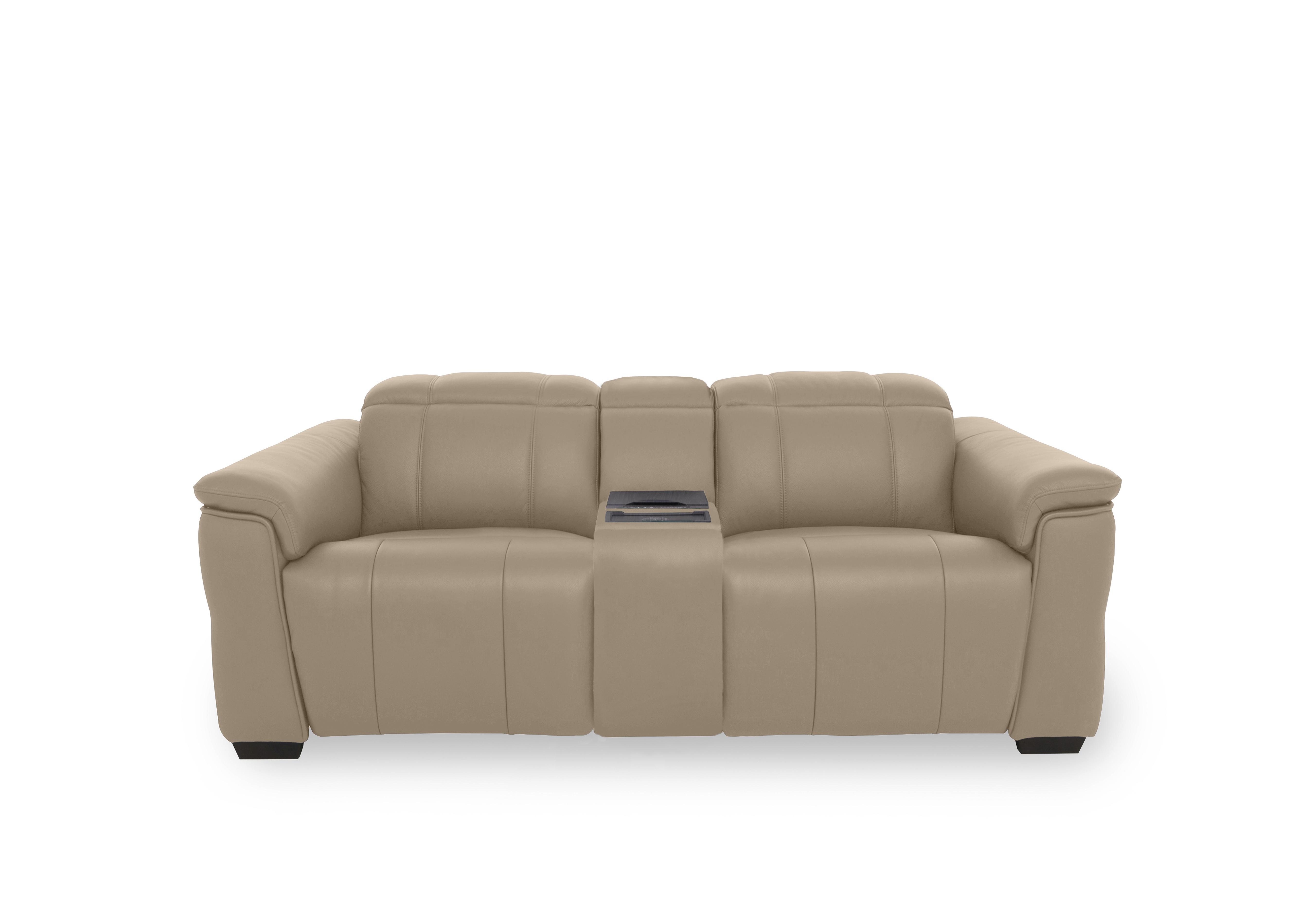 Inca Leather 2 Seater Power Recliner Sofa with Power Headrests and Fridge Console in Cat-60/06 Barley on Furniture Village