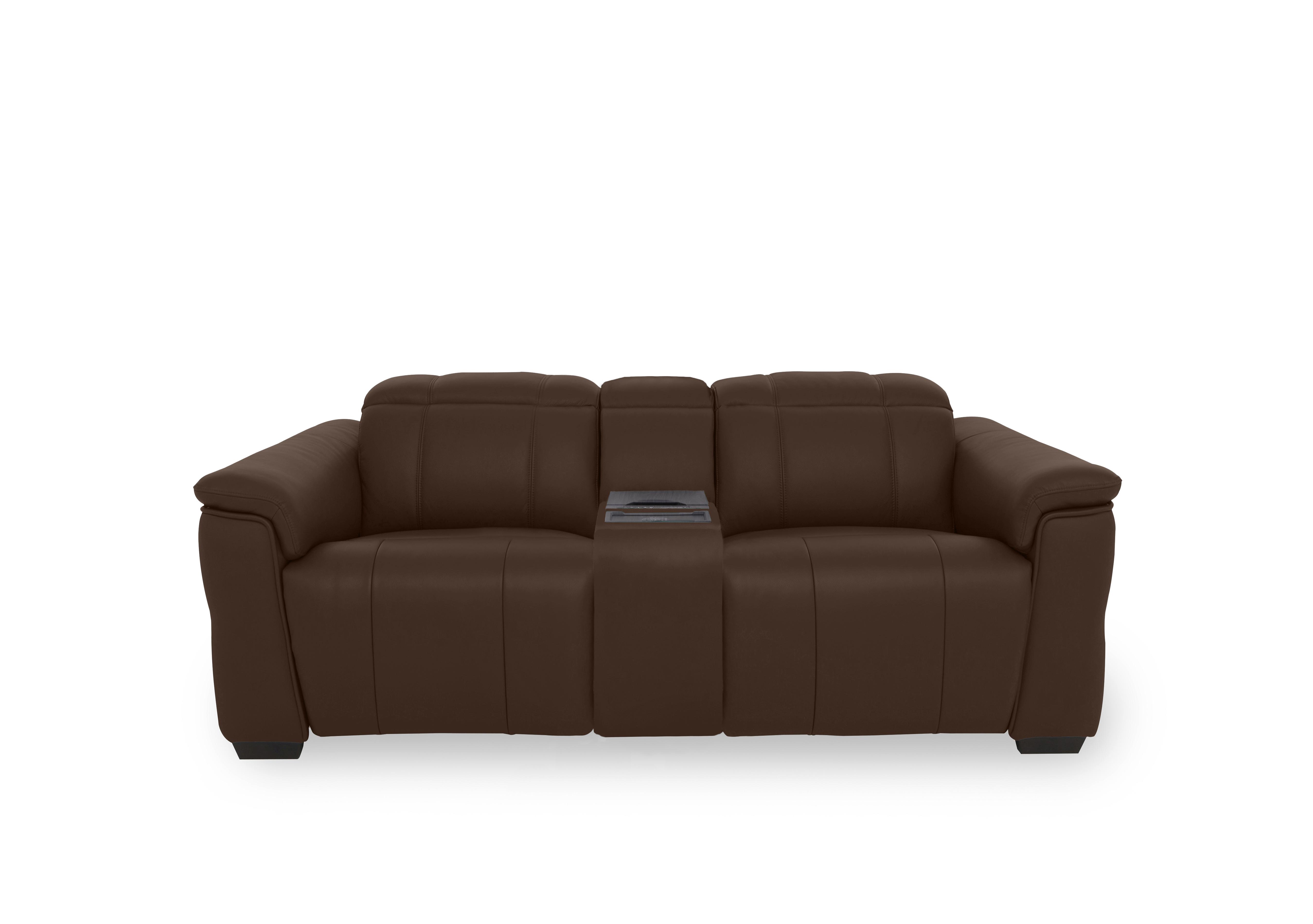 Inca Leather 2 Seater Power Recliner Sofa with Power Headrests and Fridge Console in Cat-60/08 Chocolate on Furniture Village