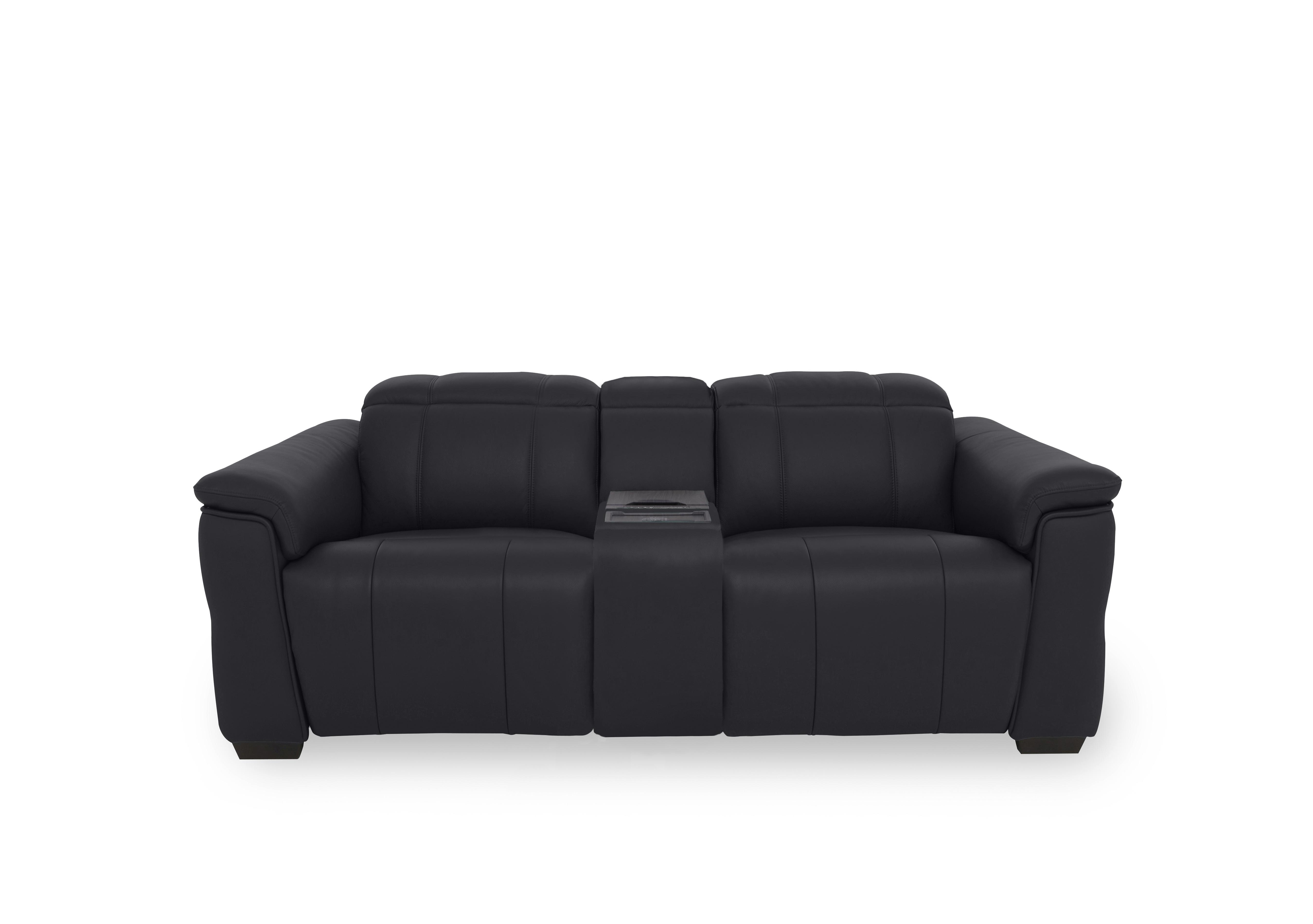 Inca Leather 2 Seater Power Recliner Sofa with Power Headrests and Fridge Console in Cat-60/18 Lavender Grey on Furniture Village