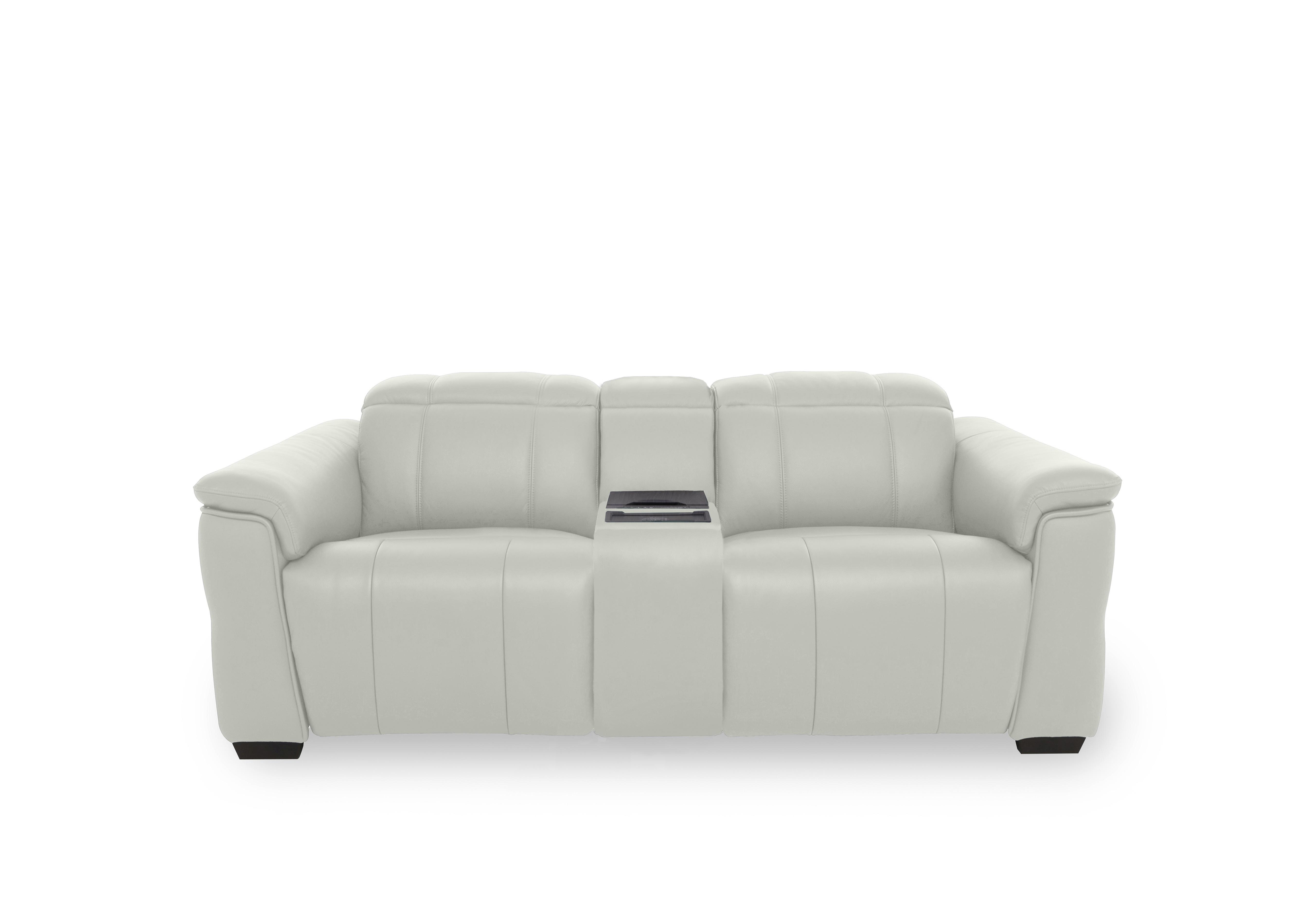 Inca Leather 2 Seater Power Recliner Sofa with Power Headrests and Fridge Console in Oslo Cat-40/27 Light Grey on Furniture Village