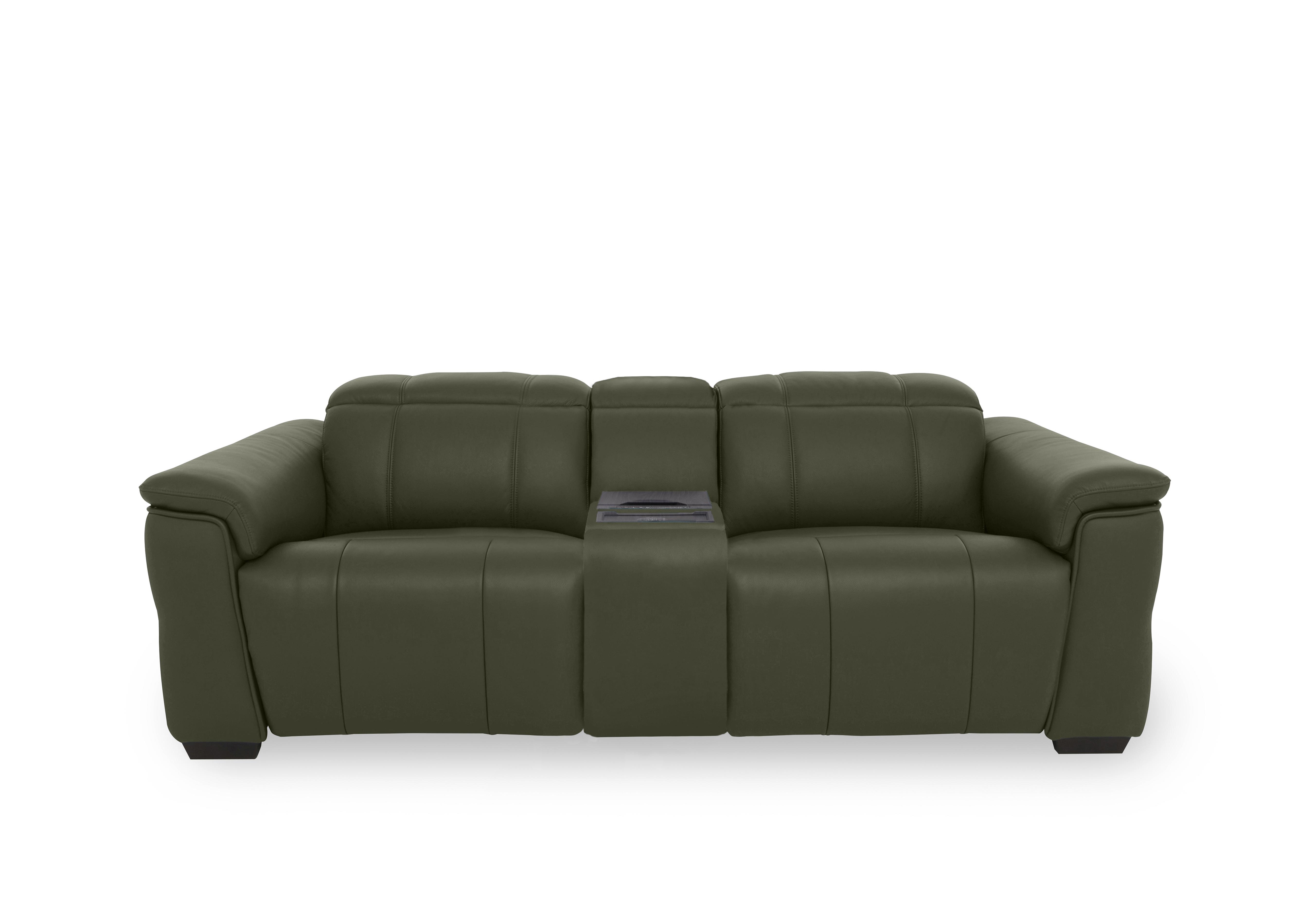 Inca Leather 3 Seater Power Recliner Sofa with Power Headrests and Fridge Console in Cat-40/10 Oslo Pine on Furniture Village