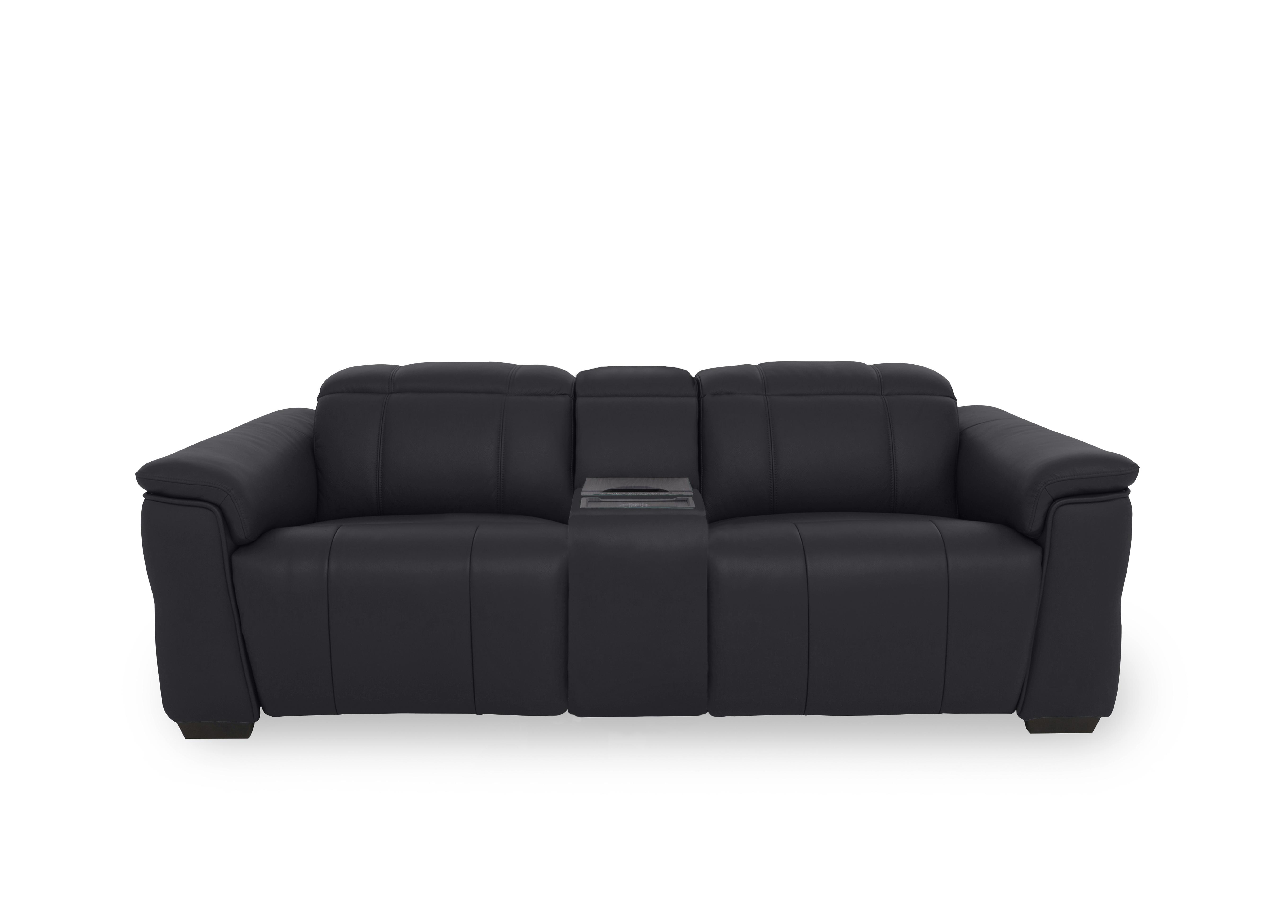 Inca Leather 3 Seater Power Recliner Sofa with Power Headrests and Fridge Console in Cat-60/18 Lavender Grey on Furniture Village