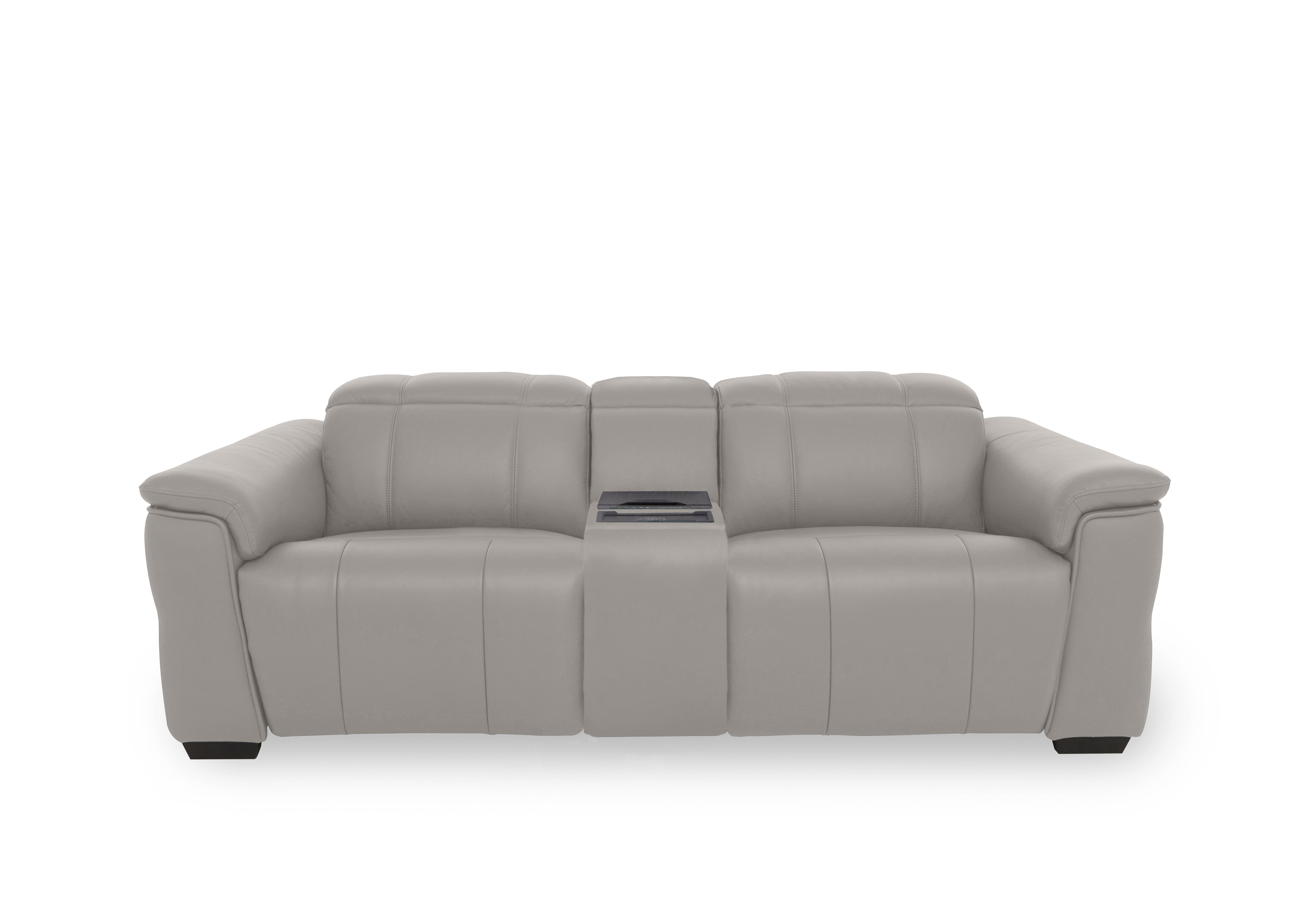 Inca Leather 3 Seater Power Recliner Sofa with Power Headrests and Fridge Console in Cat-60/23 Lead Grey on Furniture Village