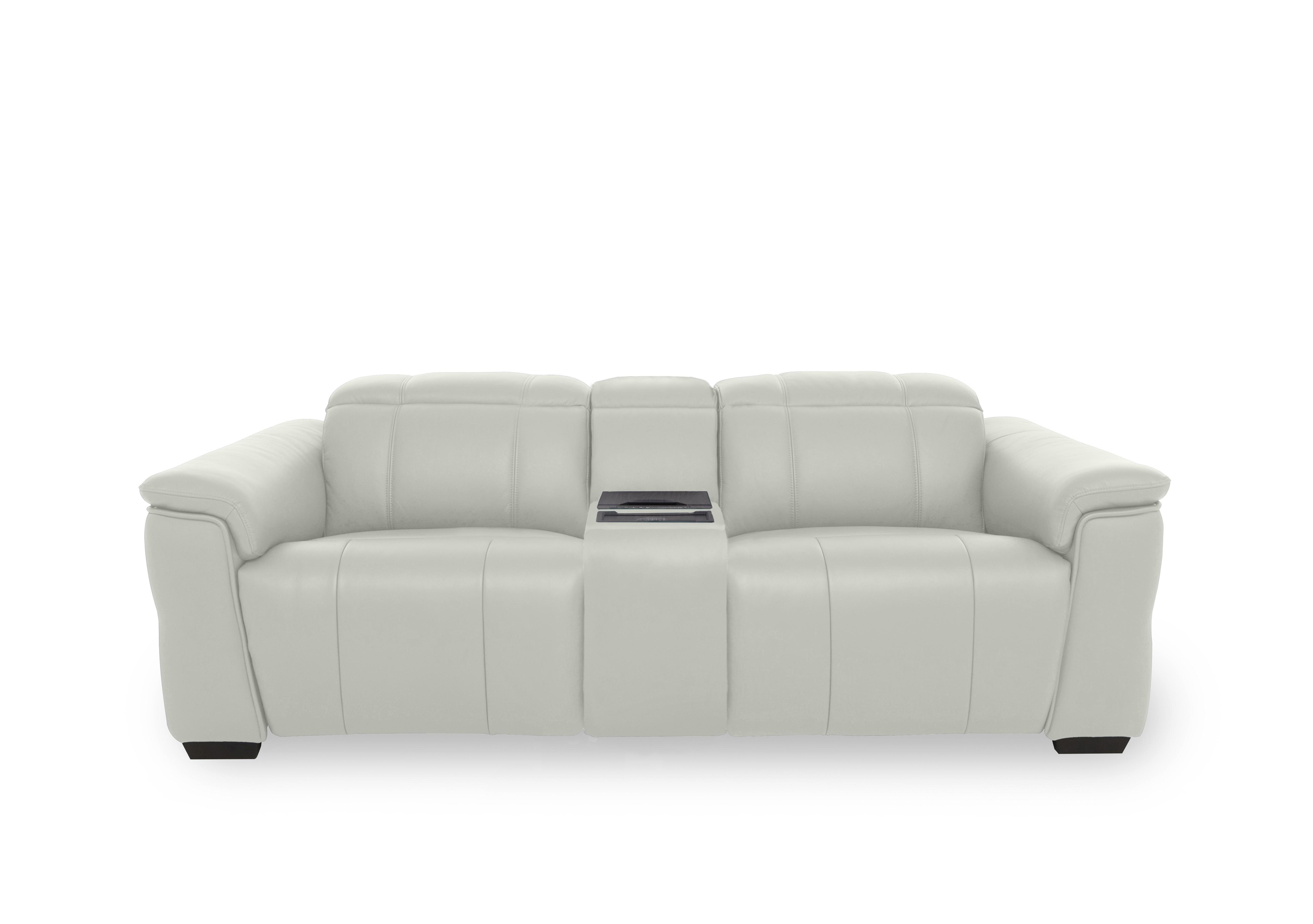 Inca Leather 3 Seater Power Recliner Sofa with Power Headrests and Fridge Console in Oslo Cat-40/27 Light Grey on Furniture Village