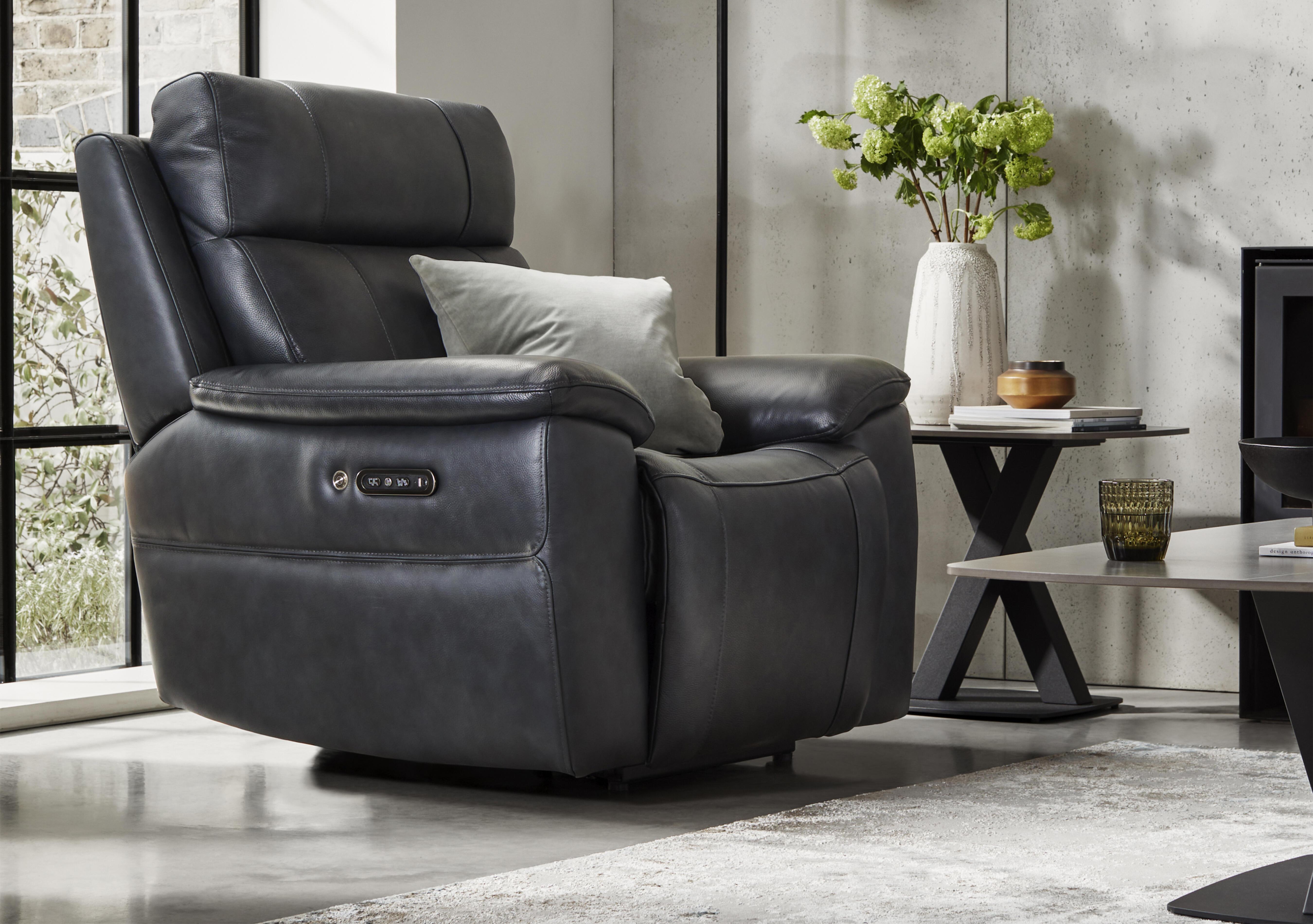 Aero Leather Power Recliner Chair with Power Headrest and Heated Seat in  on Furniture Village