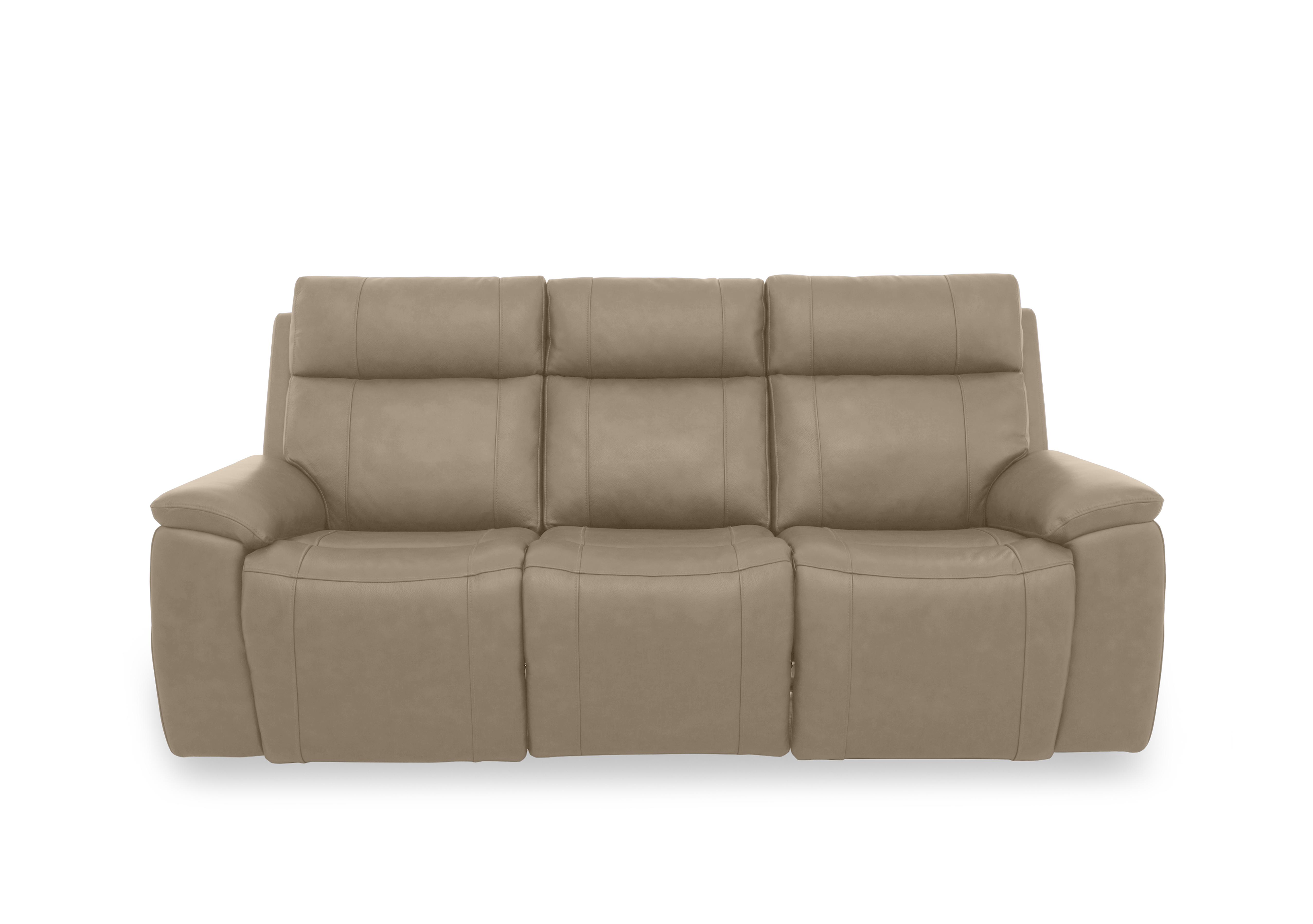 Aero Leather 3 Seater Power Recliner Sofa with Power Headrests and Heated Seats in Barley Cat-60/06 on Furniture Village