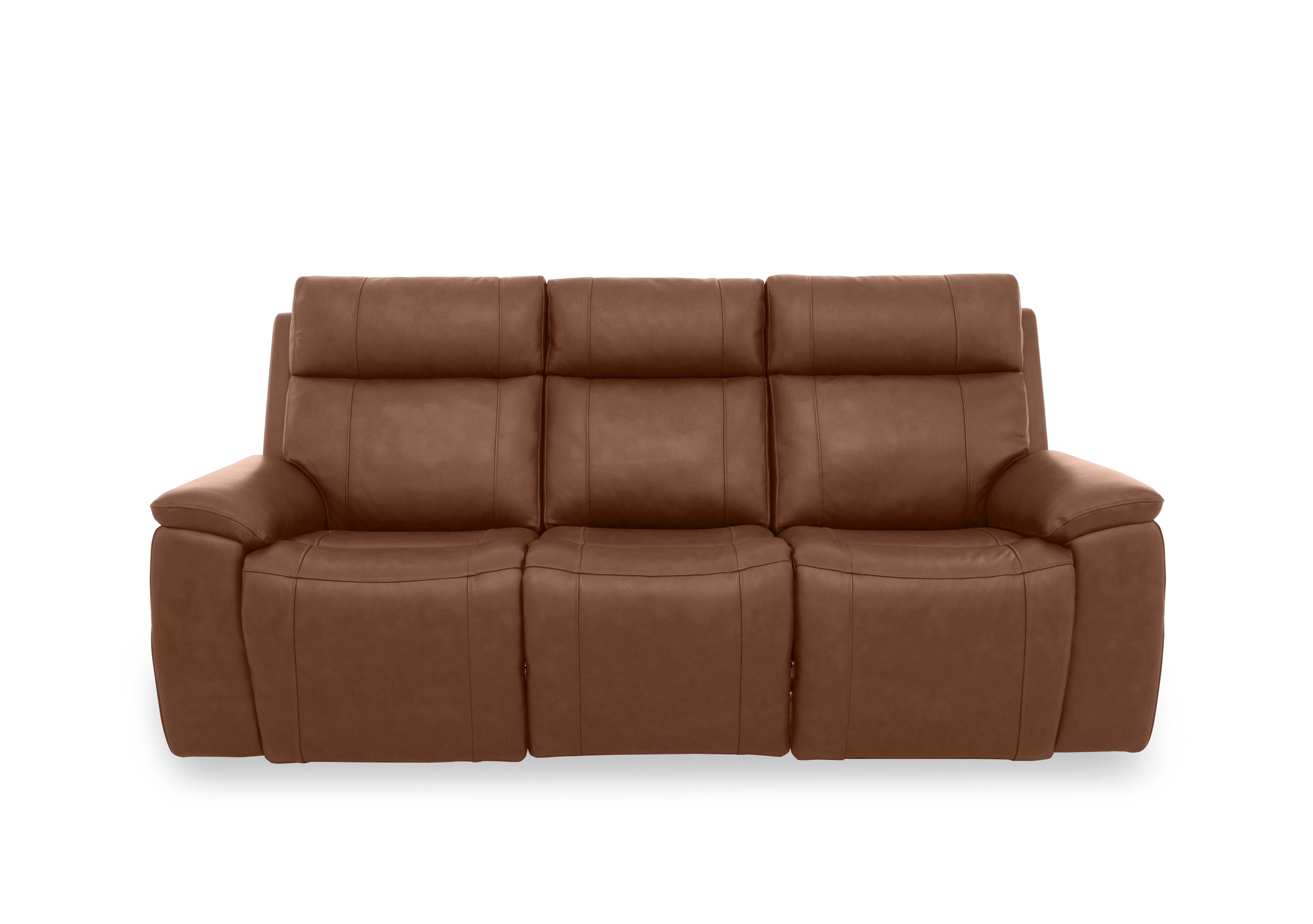 Aero Leather 3 Seater Power Recliner Sofa with Power Headrests and Heated Seats in Butterscotch Cat-60/07 on Furniture Village