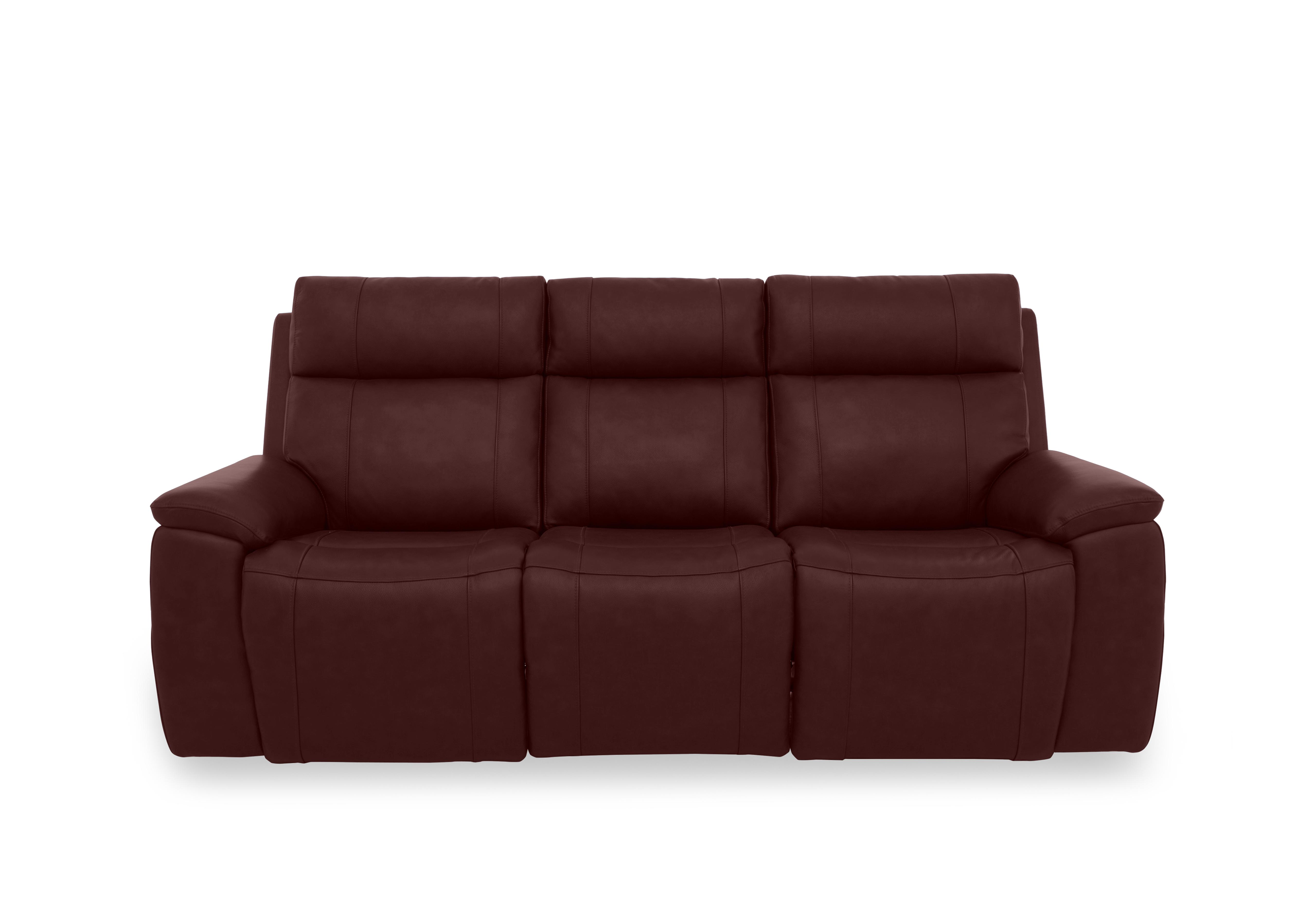 Aero Leather 3 Seater Power Recliner Sofa with Power Headrests and Heated Seats in Ruby Cat-60/15 on Furniture Village