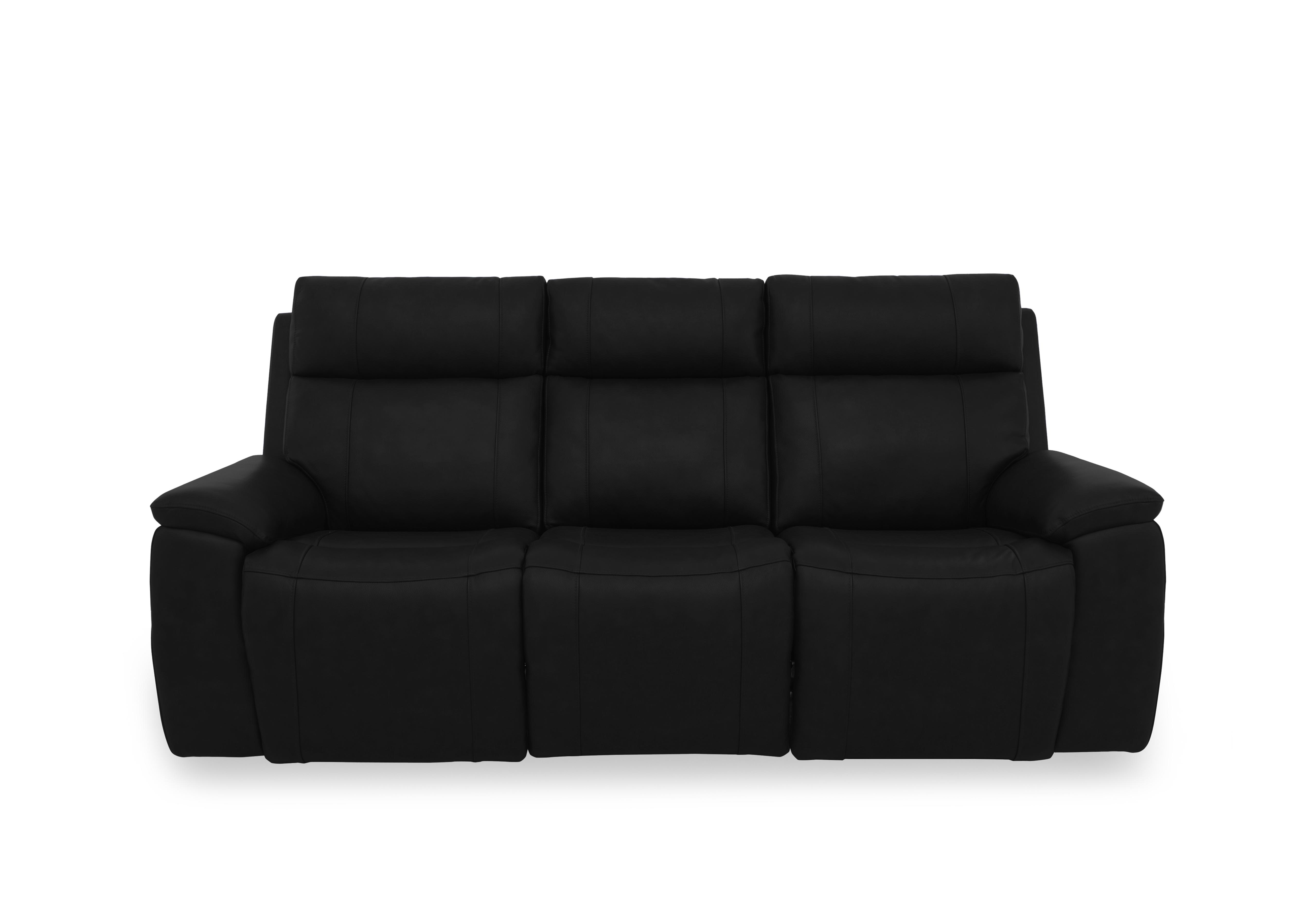 Aero Leather 3 Seater Power Recliner Sofa with Power Headrests in Jet Black Cat-60/22 on Furniture Village