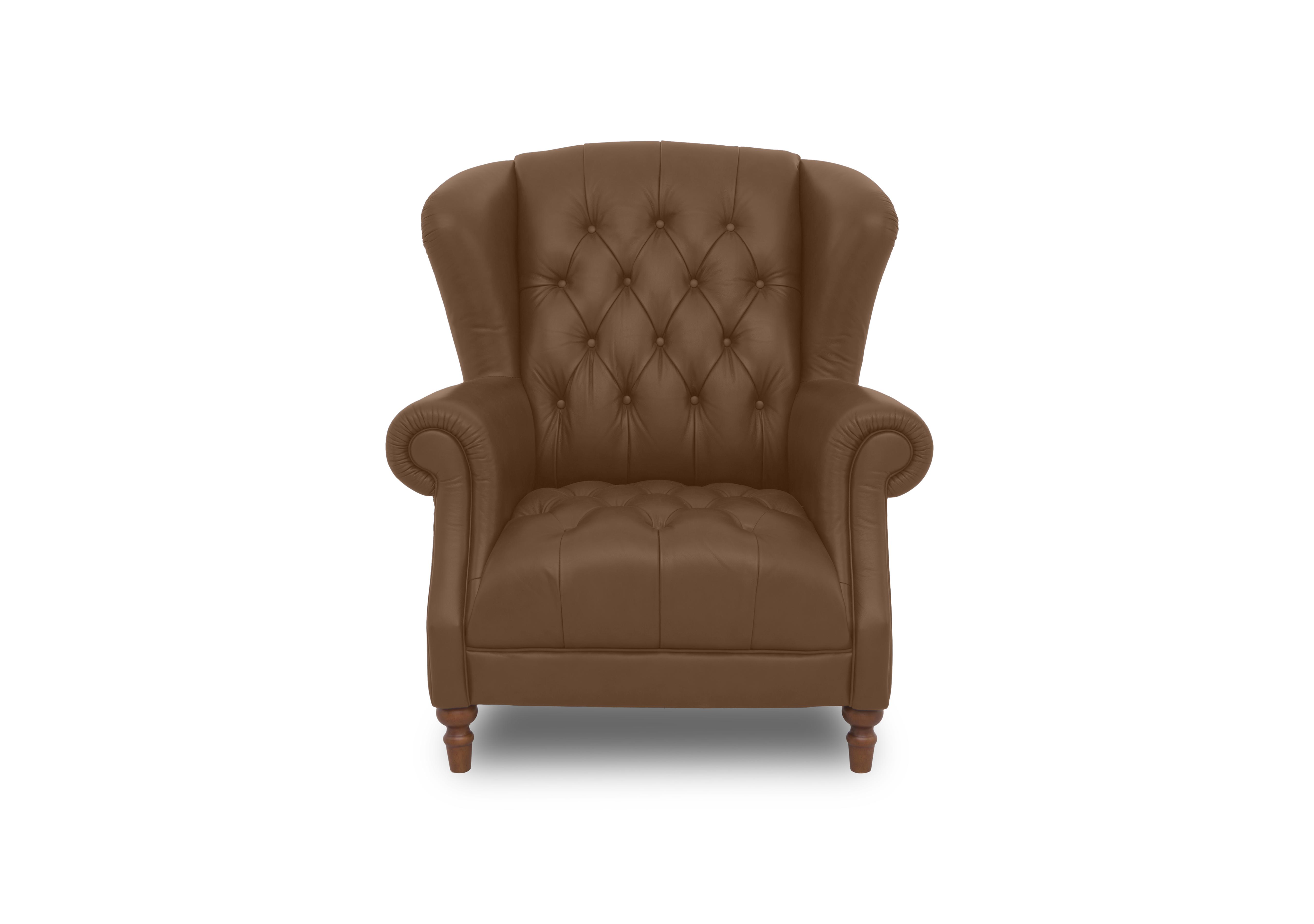 Columbus Leather Wing Chair in Tan Cat-200/86 on Furniture Village