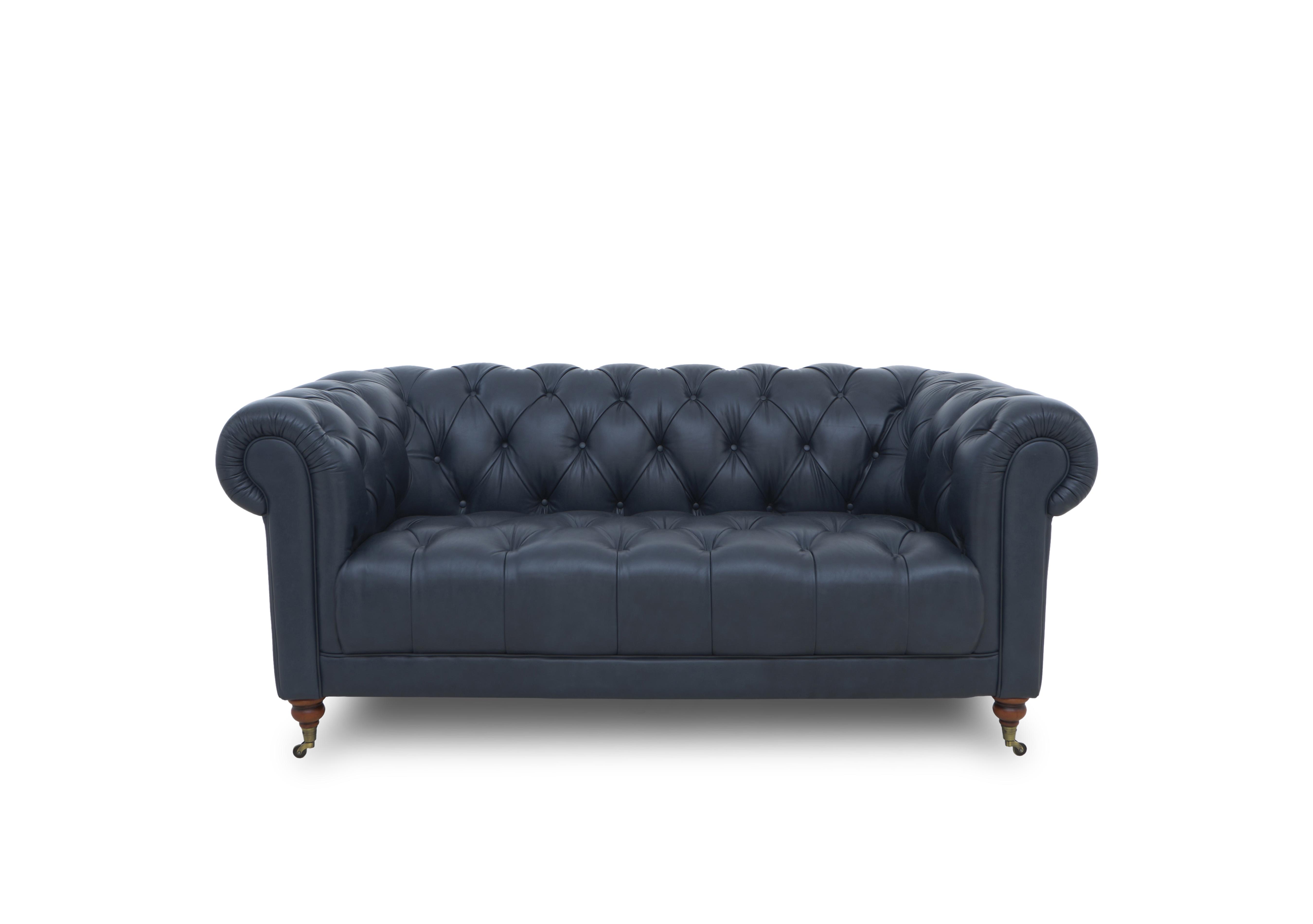 Columbus Leather 2 Seater Sofa with Castors in Midnight Cat-200/85 on Furniture Village