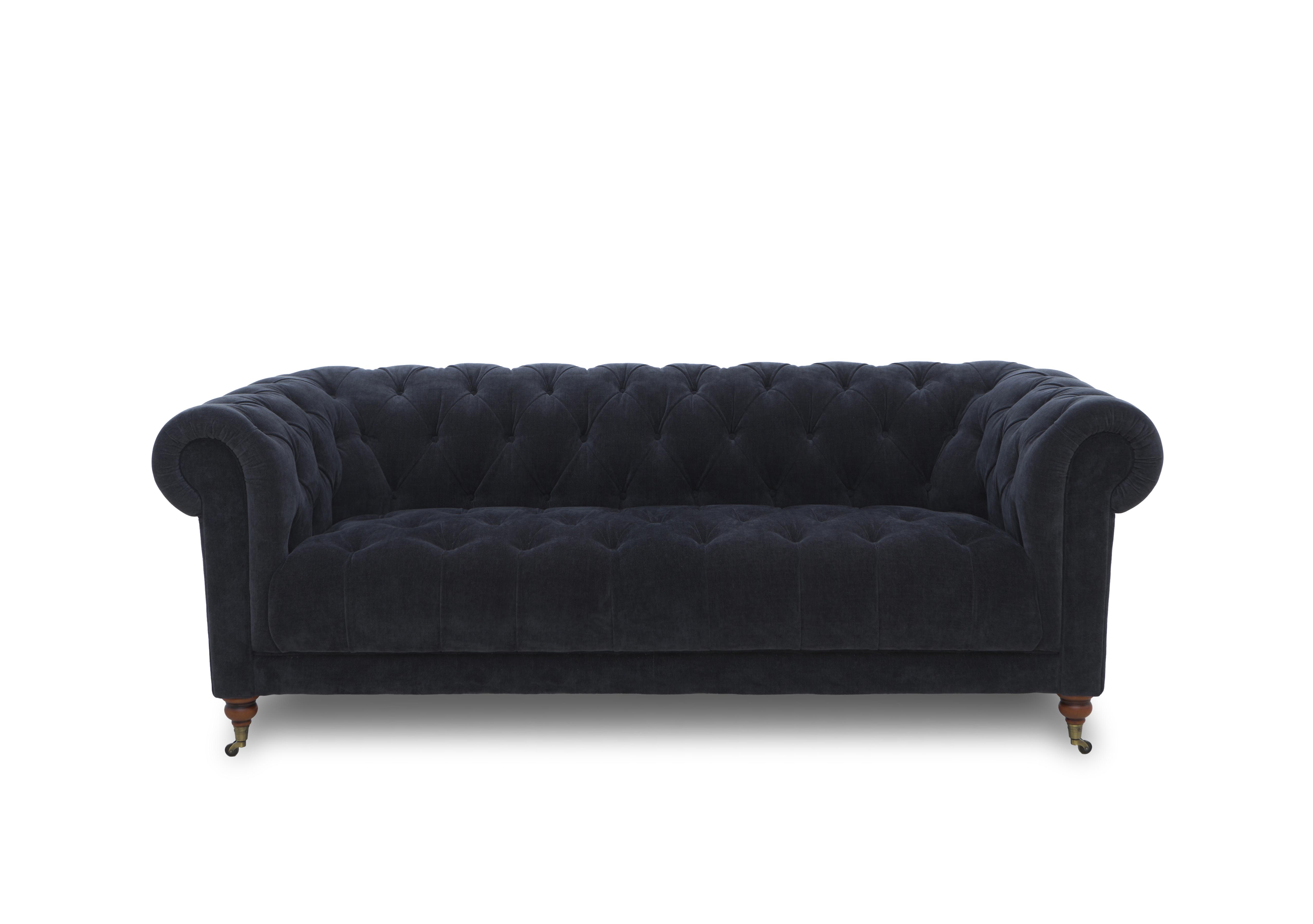 Columbus Fabric 3 Seater Sofa with Castors in Manhattan Indigo 58009 on Furniture Village