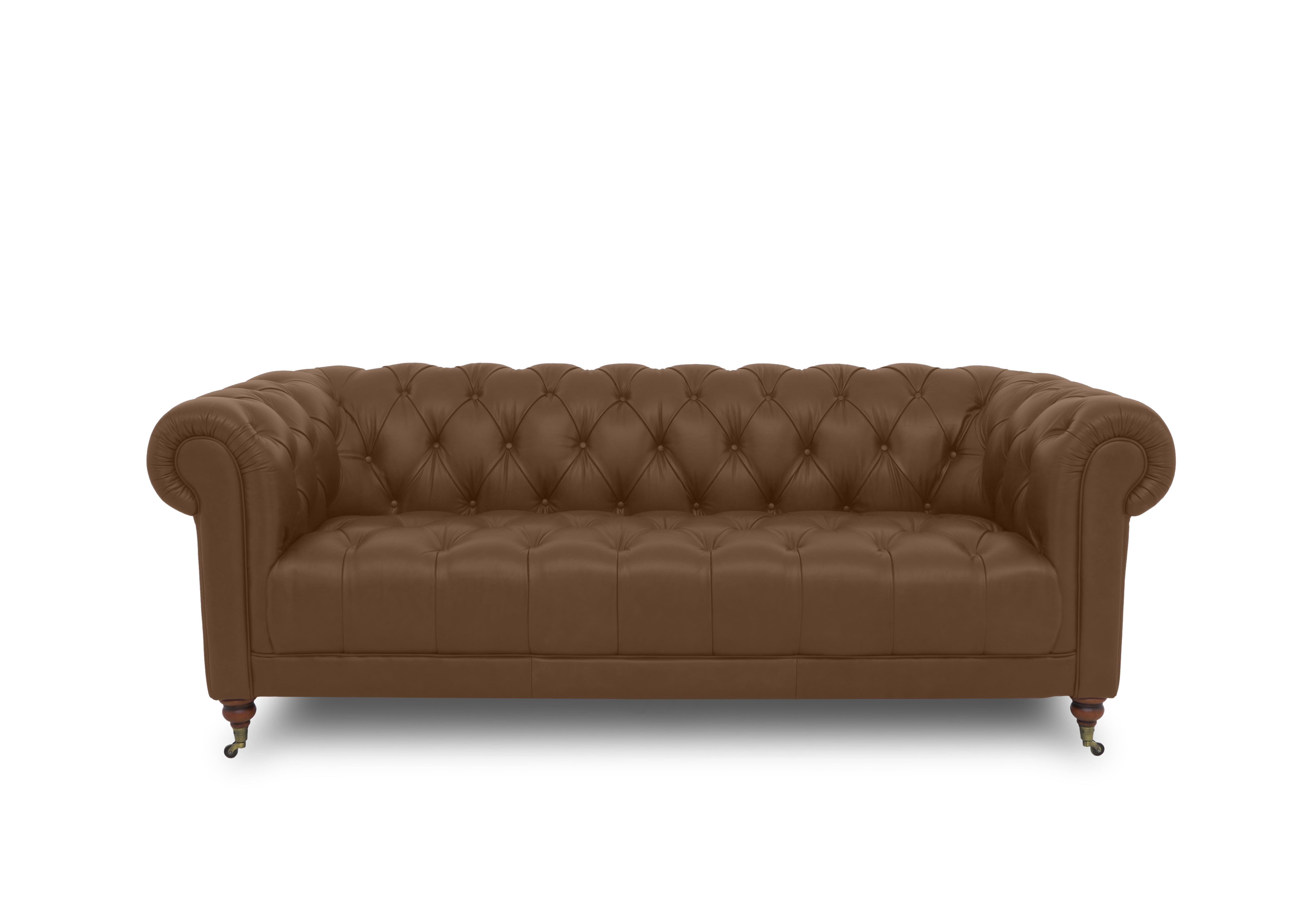 Columbus Leather 3 Seater Sofa with Castors in Tan Cat-200/86 on Furniture Village