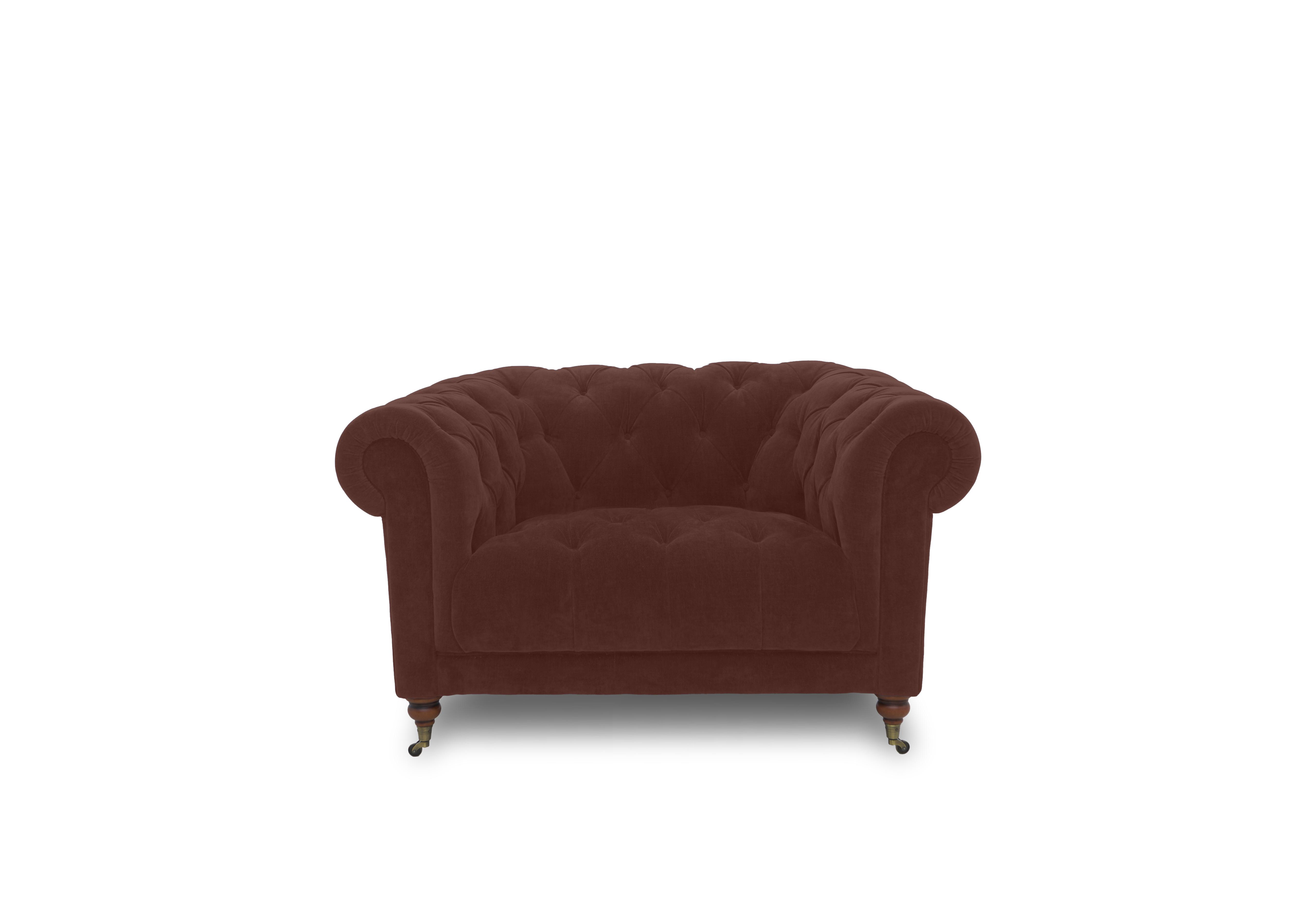 Columbus Fabric Armchair with Castors in Manhattan Burnt Sienna 58008 on Furniture Village