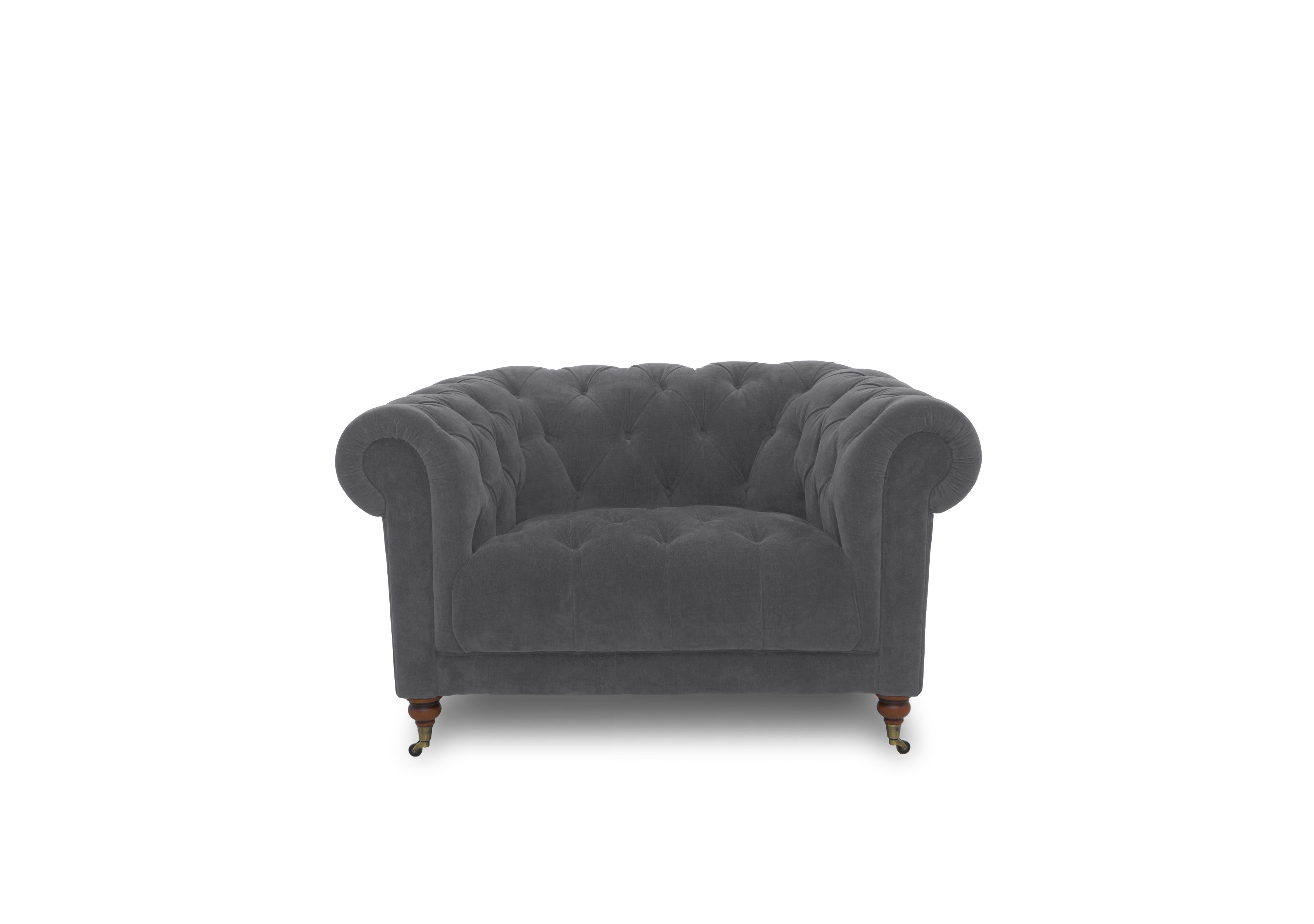 Columbus Fabric Armchair with Castors in Manhattan Charcoal 58003 on Furniture Village