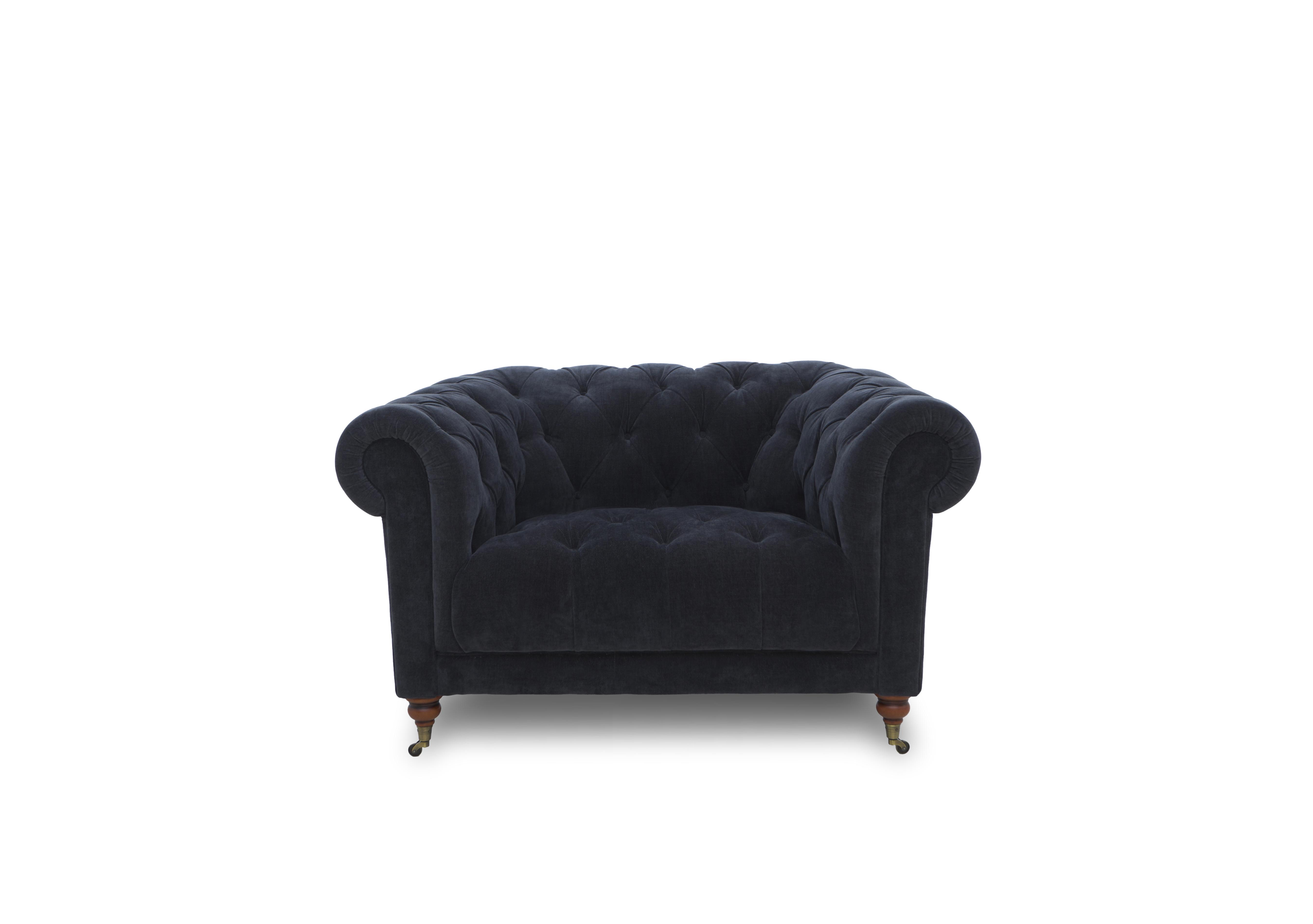 Columbus Fabric Armchair with Castors in Manhattan Indigo 58009 on Furniture Village