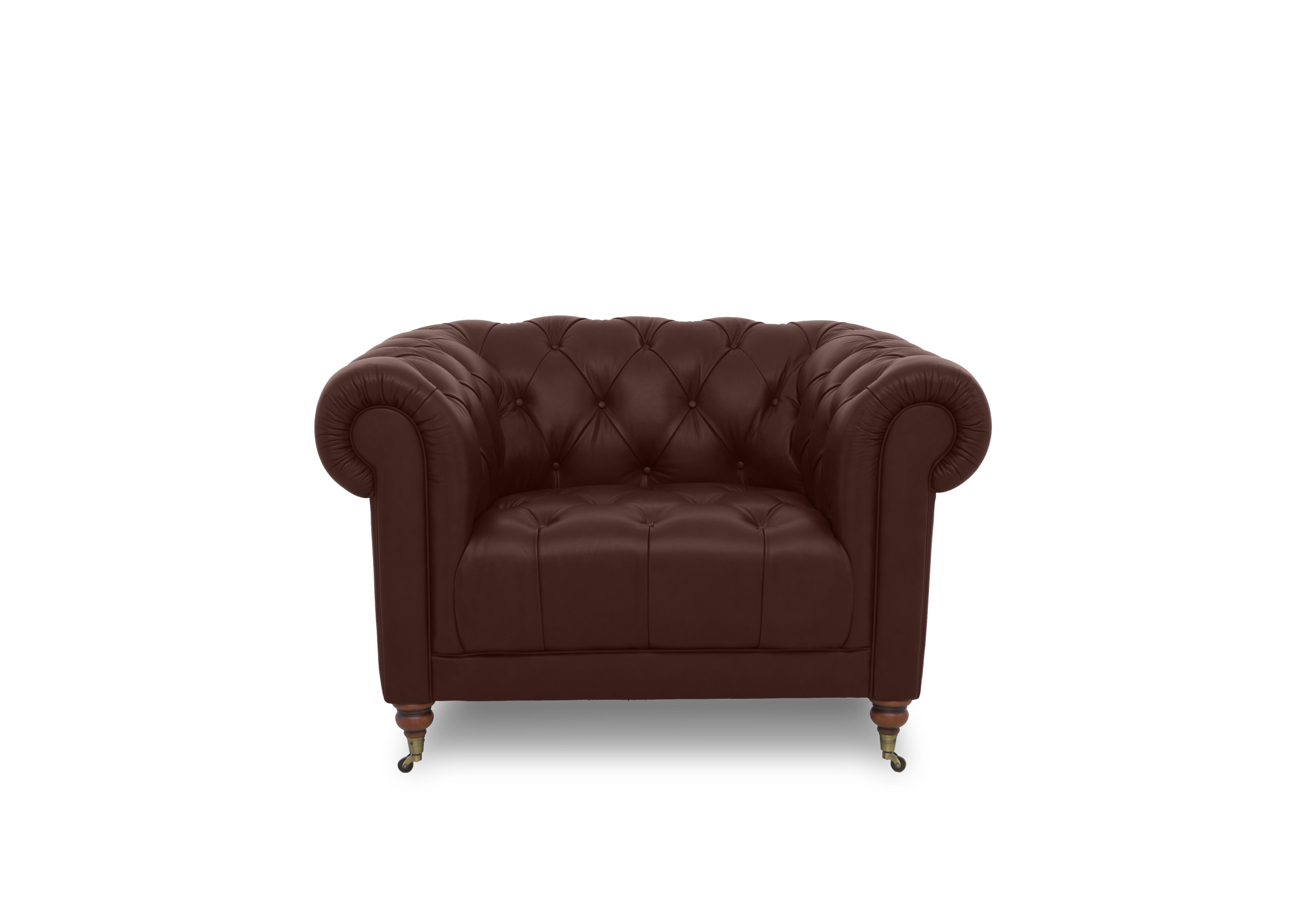 Columbus Leather Armchair with Castors in Chestnut Cat-200/88 on Furniture Village