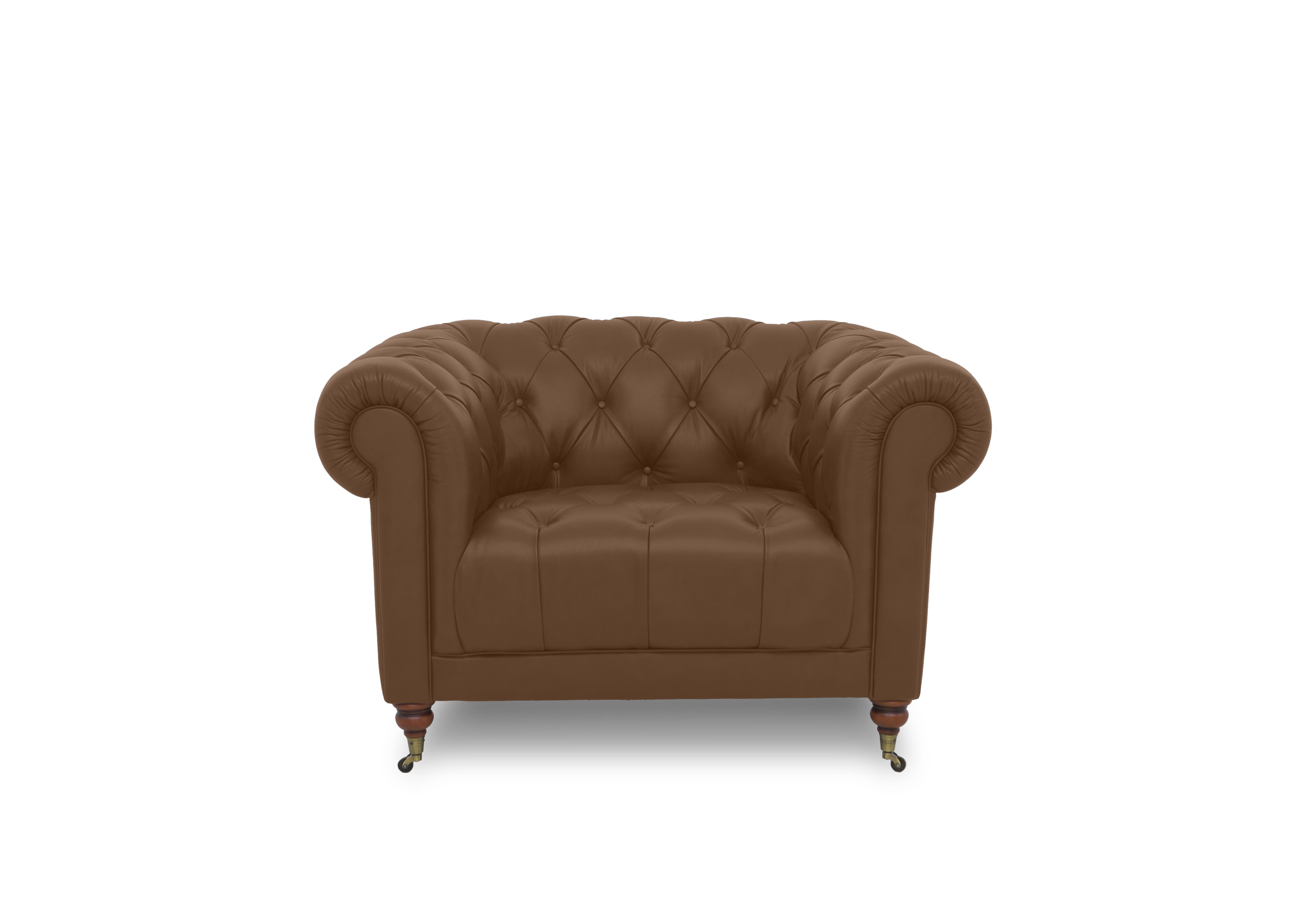 Columbus Leather Armchair with Castors in Tan Cat-200/86 on Furniture Village