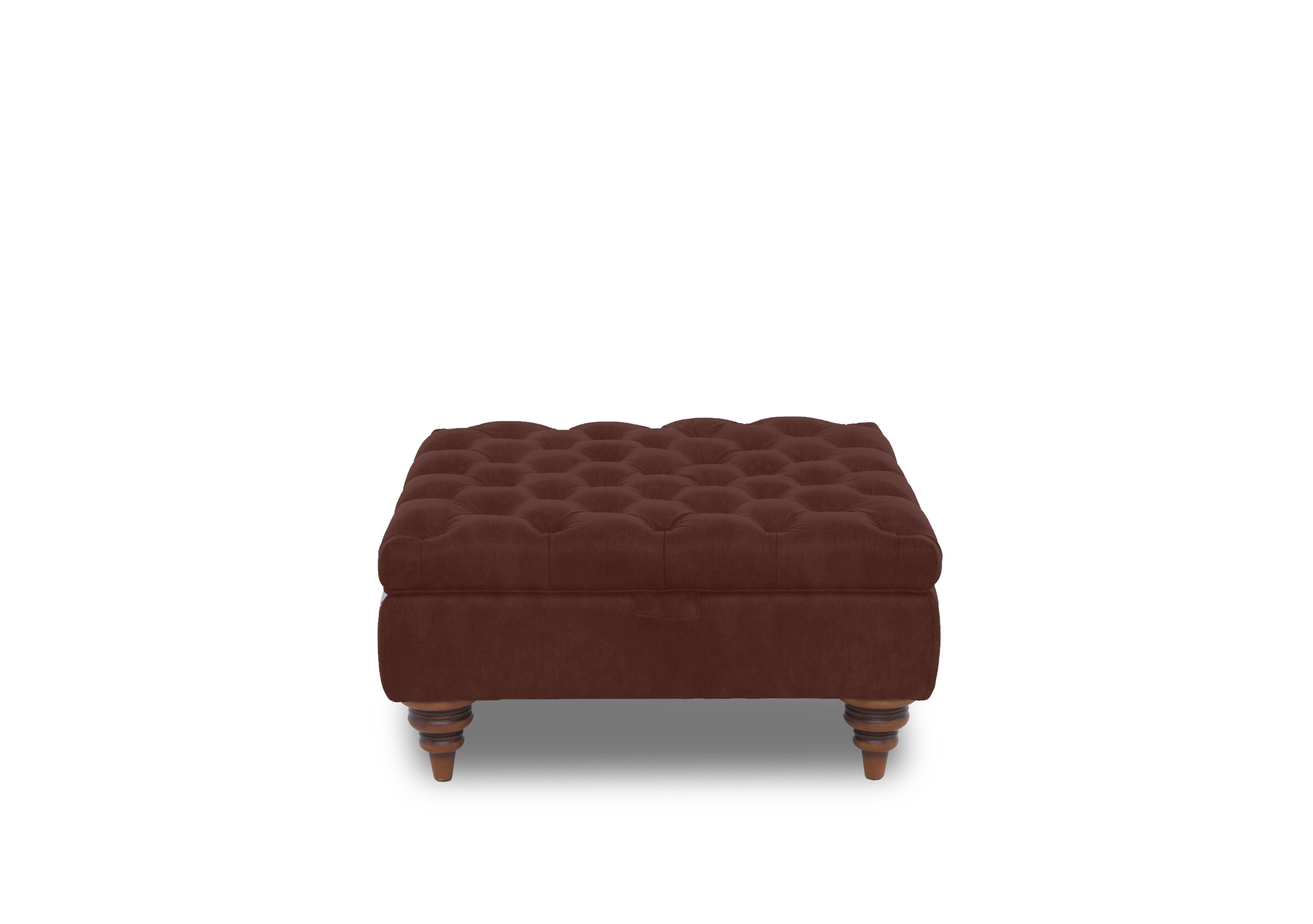 Columbus Fabric Large Storage Footstool with Wooden Feet in Manhattan Burnt Sienna 58008 on Furniture Village
