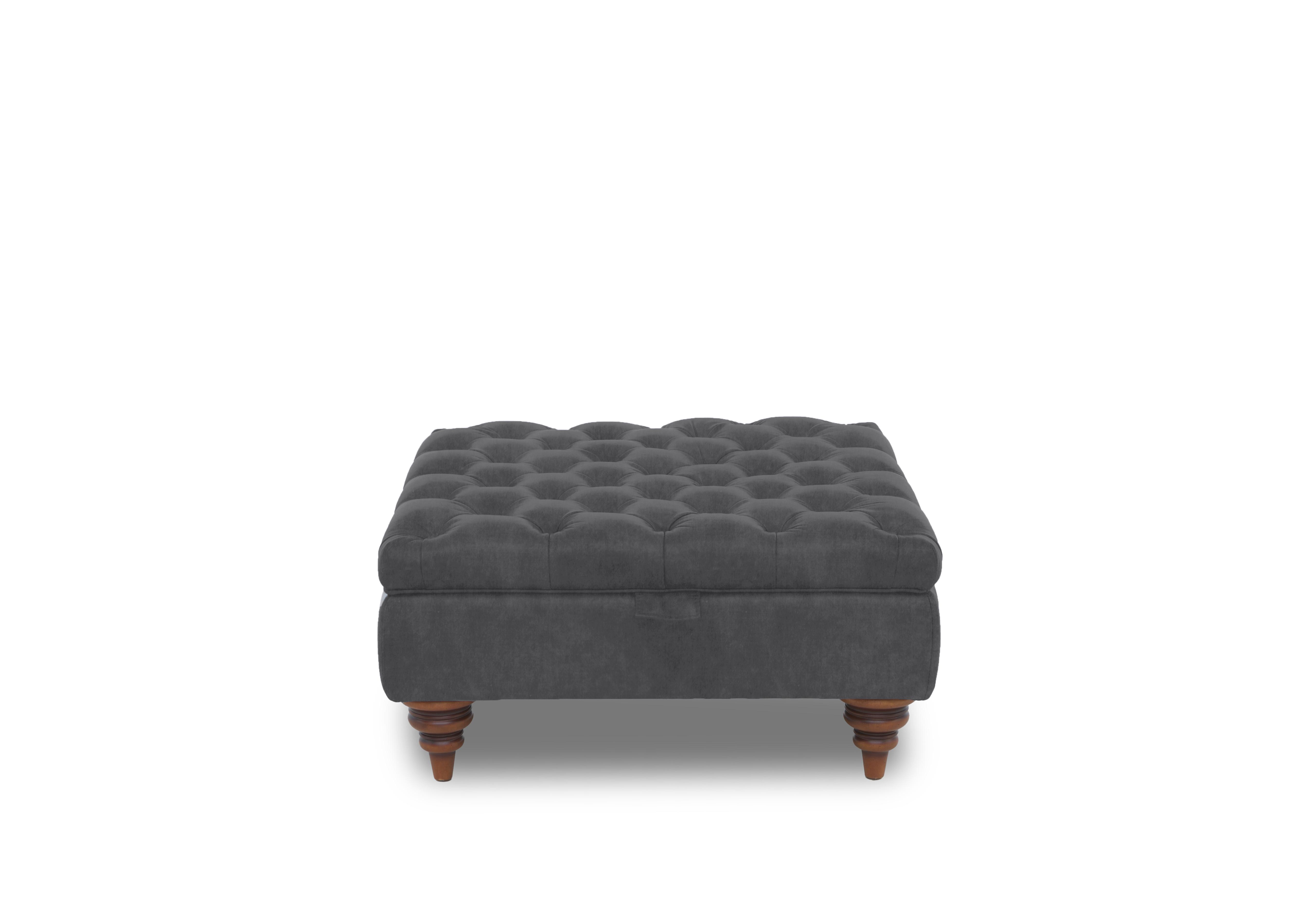 Columbus Fabric Large Storage Footstool with Wooden Feet in Manhattan Charcoal 58003 on Furniture Village
