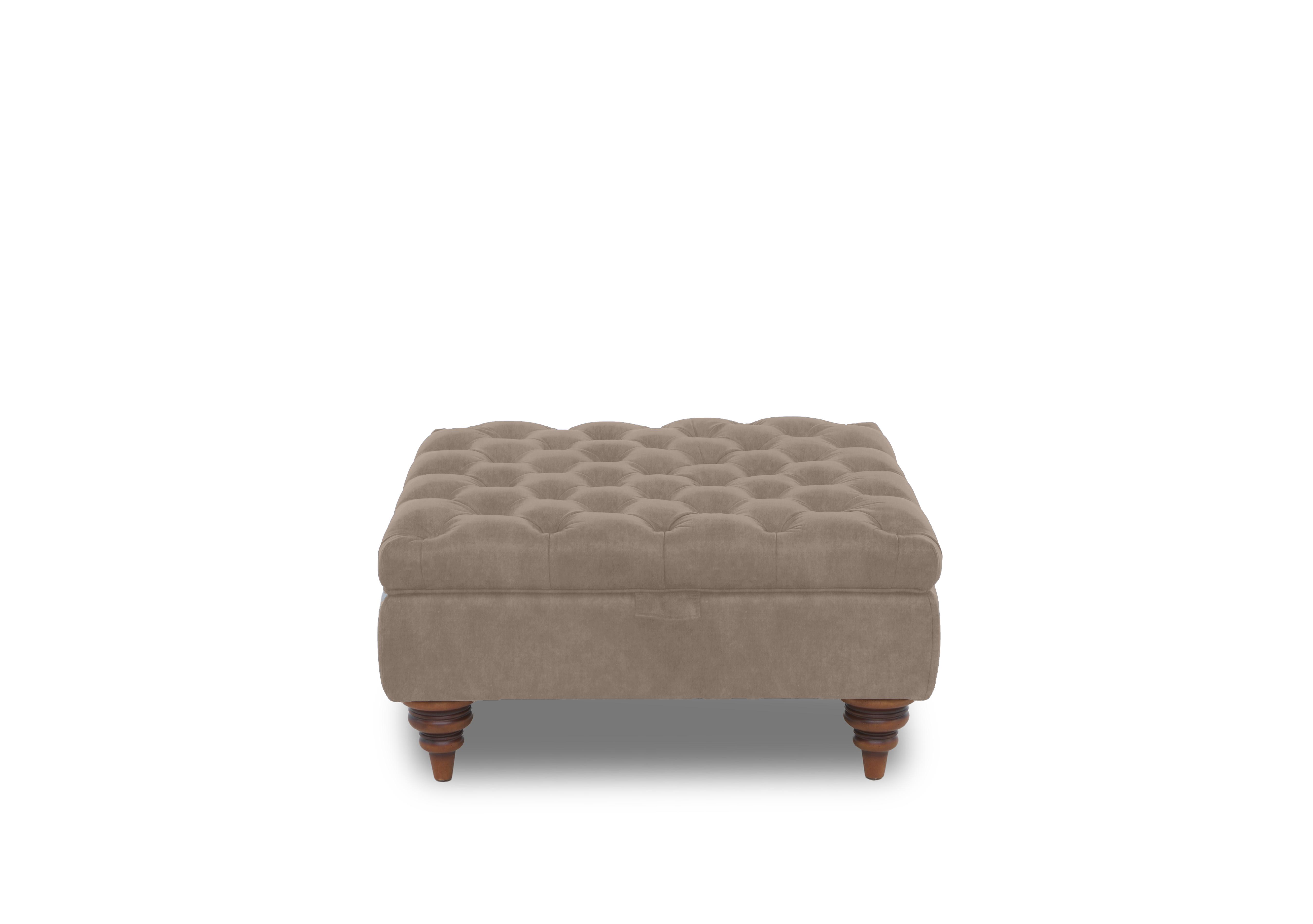 Columbus Fabric Large Storage Footstool with Wooden Feet in Manhattan Nutmeg 58005 on Furniture Village