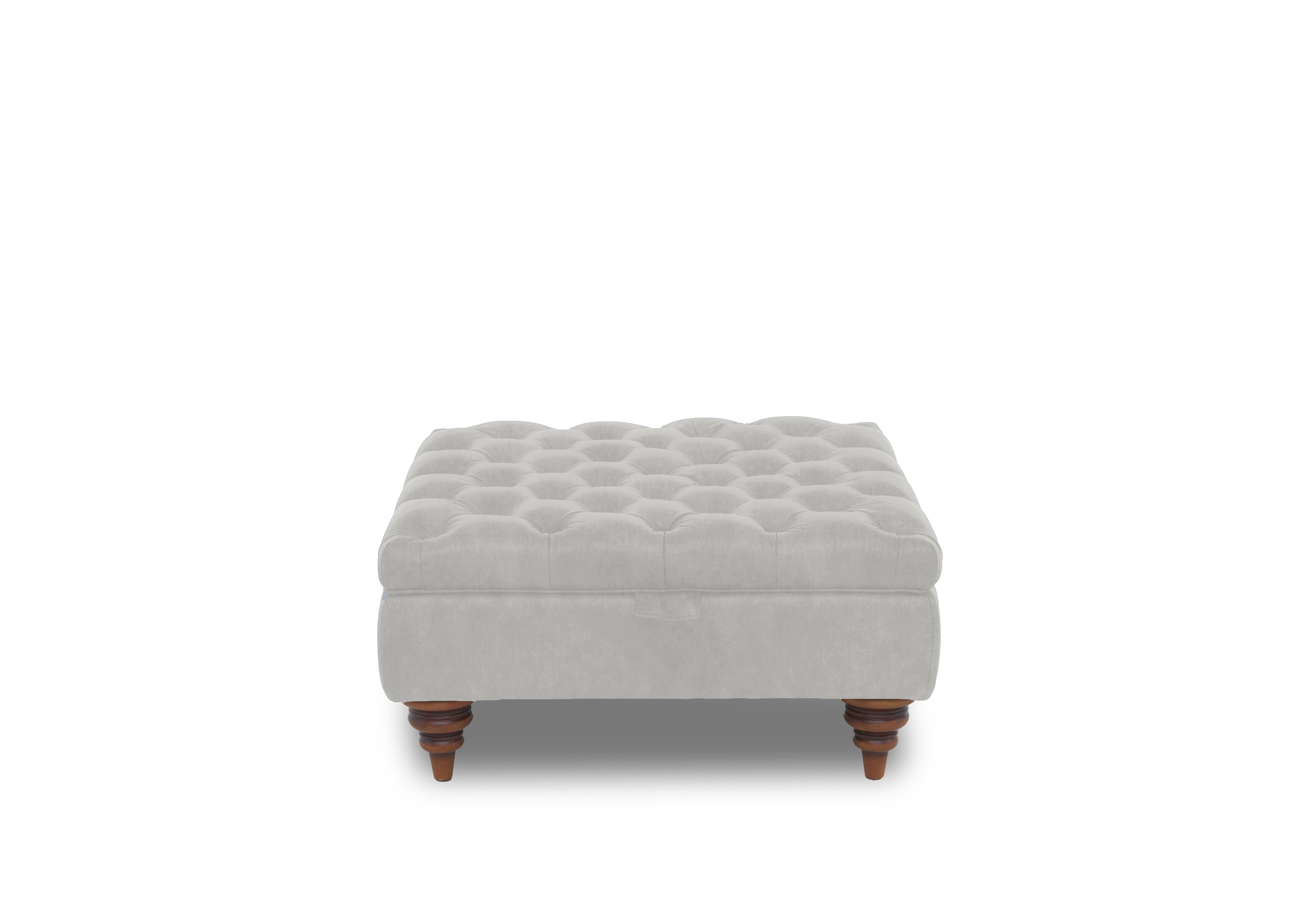 Columbus Fabric Large Storage Footstool with Wooden Feet in Manhattan Stone 58004 on Furniture Village