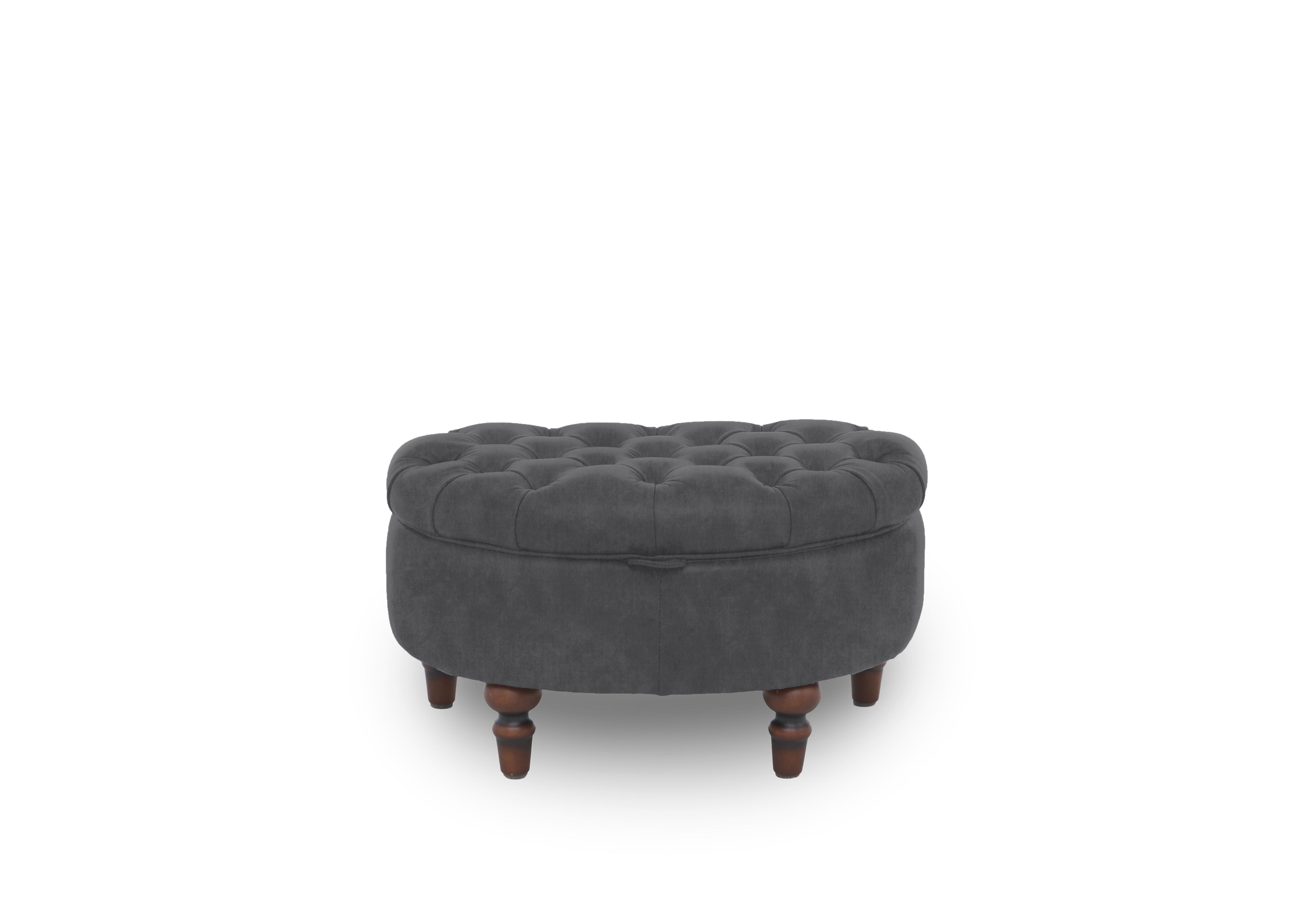 Columbus Fabric Half Moon Footstool in Manhattan Charcoal 58003 on Furniture Village