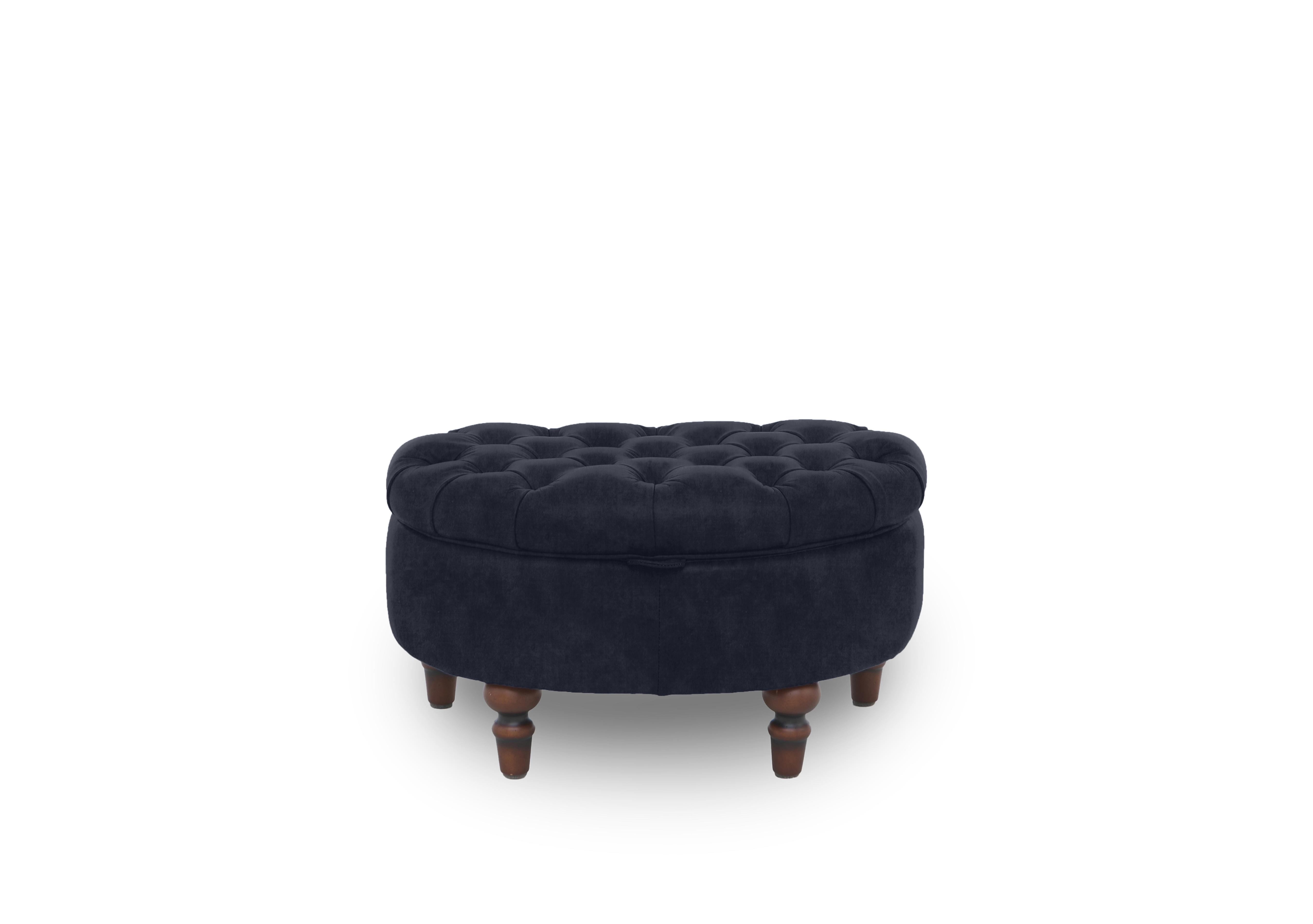 Columbus Fabric Half Moon Footstool in Manhattan Indigo 58009 on Furniture Village
