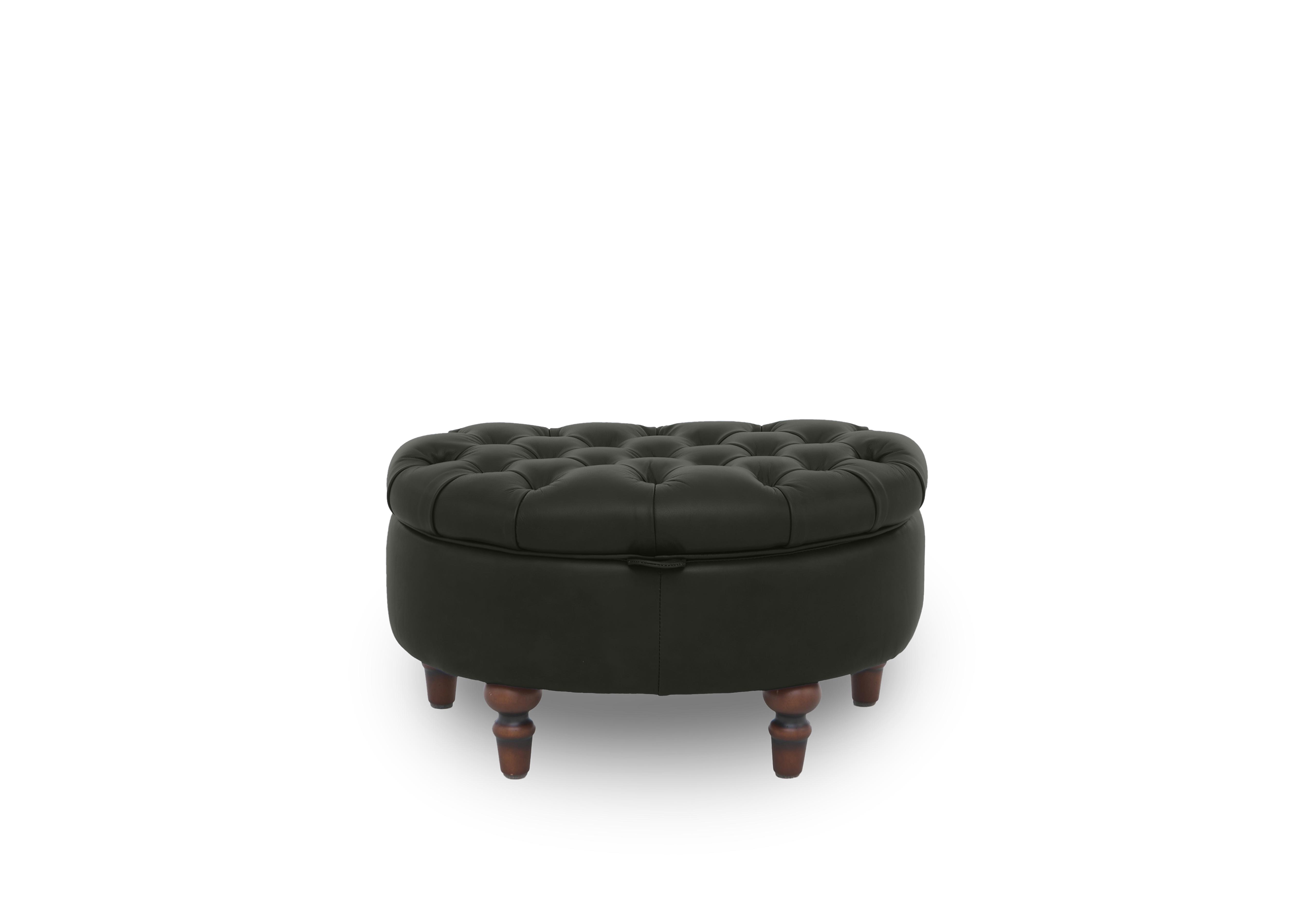 Columbus Leather Half Moon Footstool in Emerald Cat-200/89 on Furniture Village