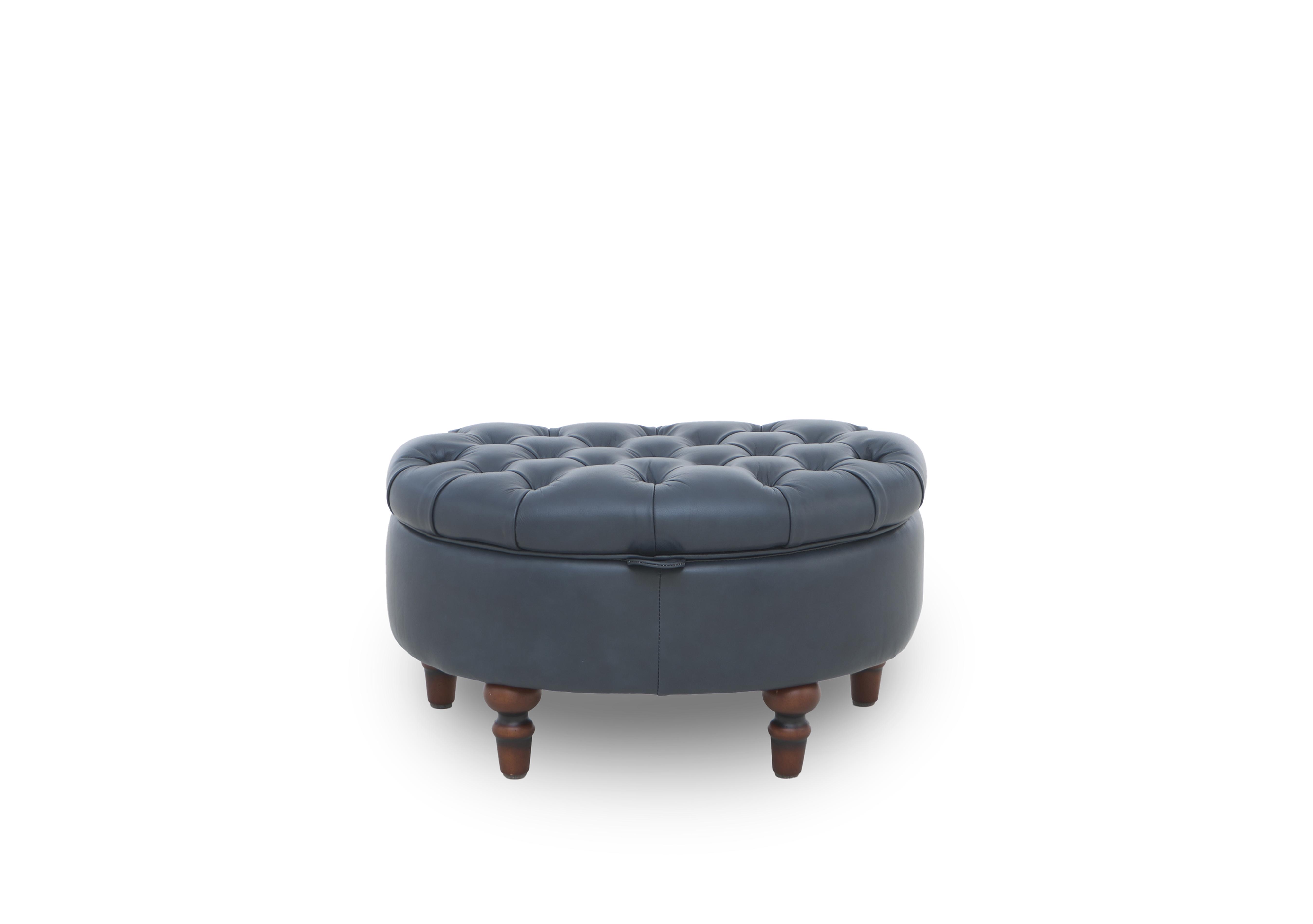 Columbus Leather Half Moon Footstool in Midnight Cat-200/85 on Furniture Village