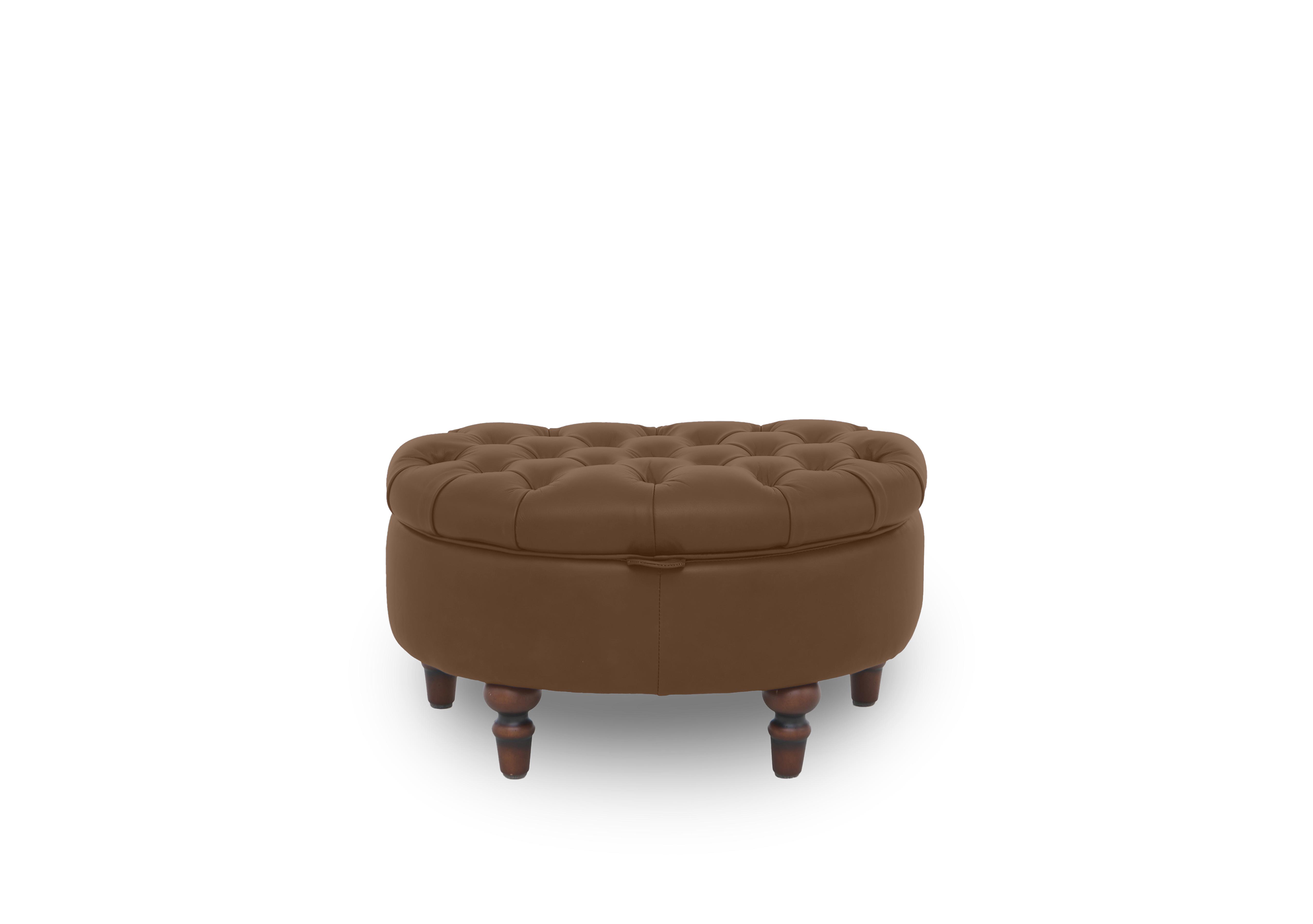 Columbus Leather Half Moon Footstool in Tan Cat-200/86 on Furniture Village