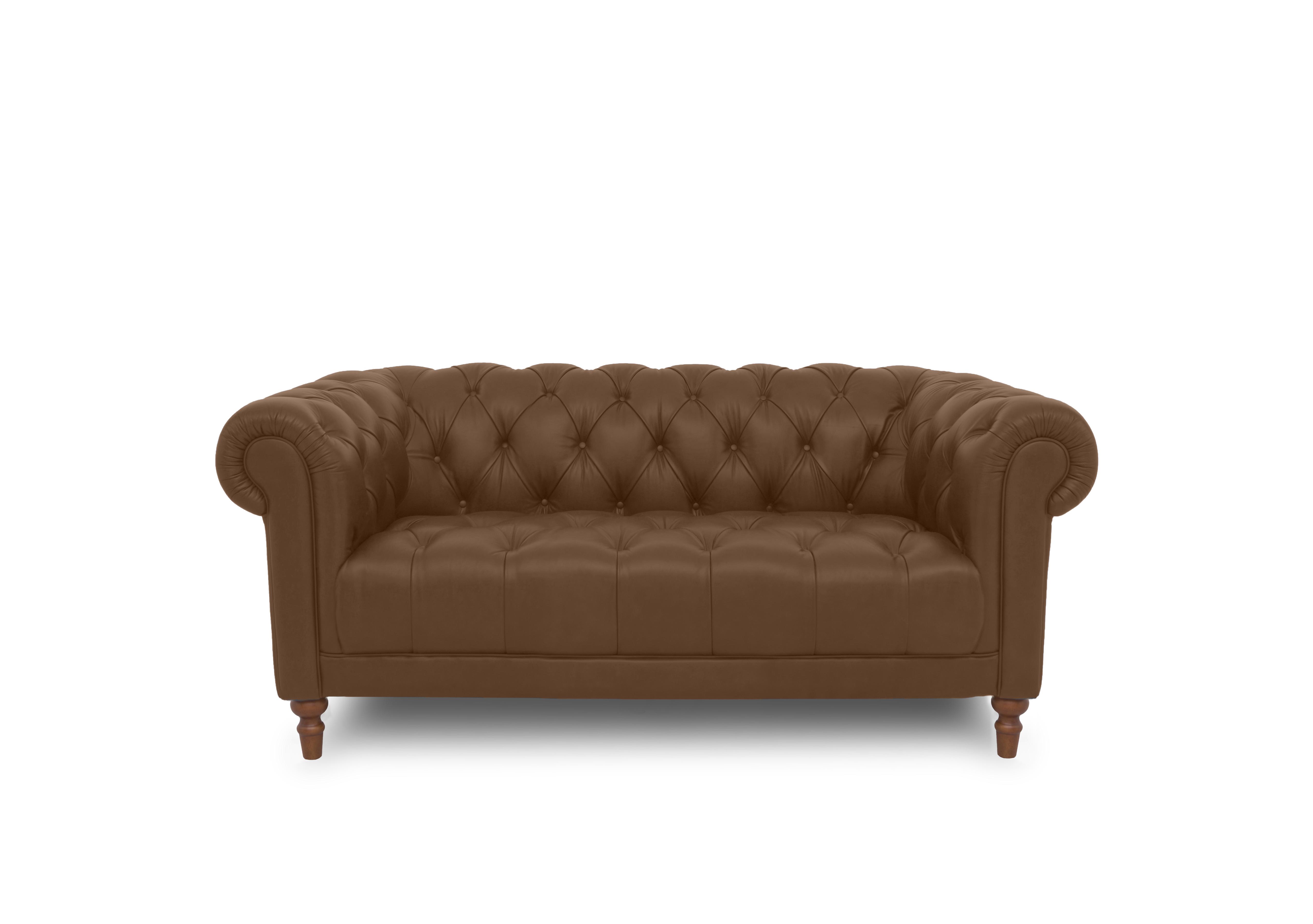 Columbus Leather 2 Seater Sofa with Wooden Feet in Tan Cat-200/86 on Furniture Village