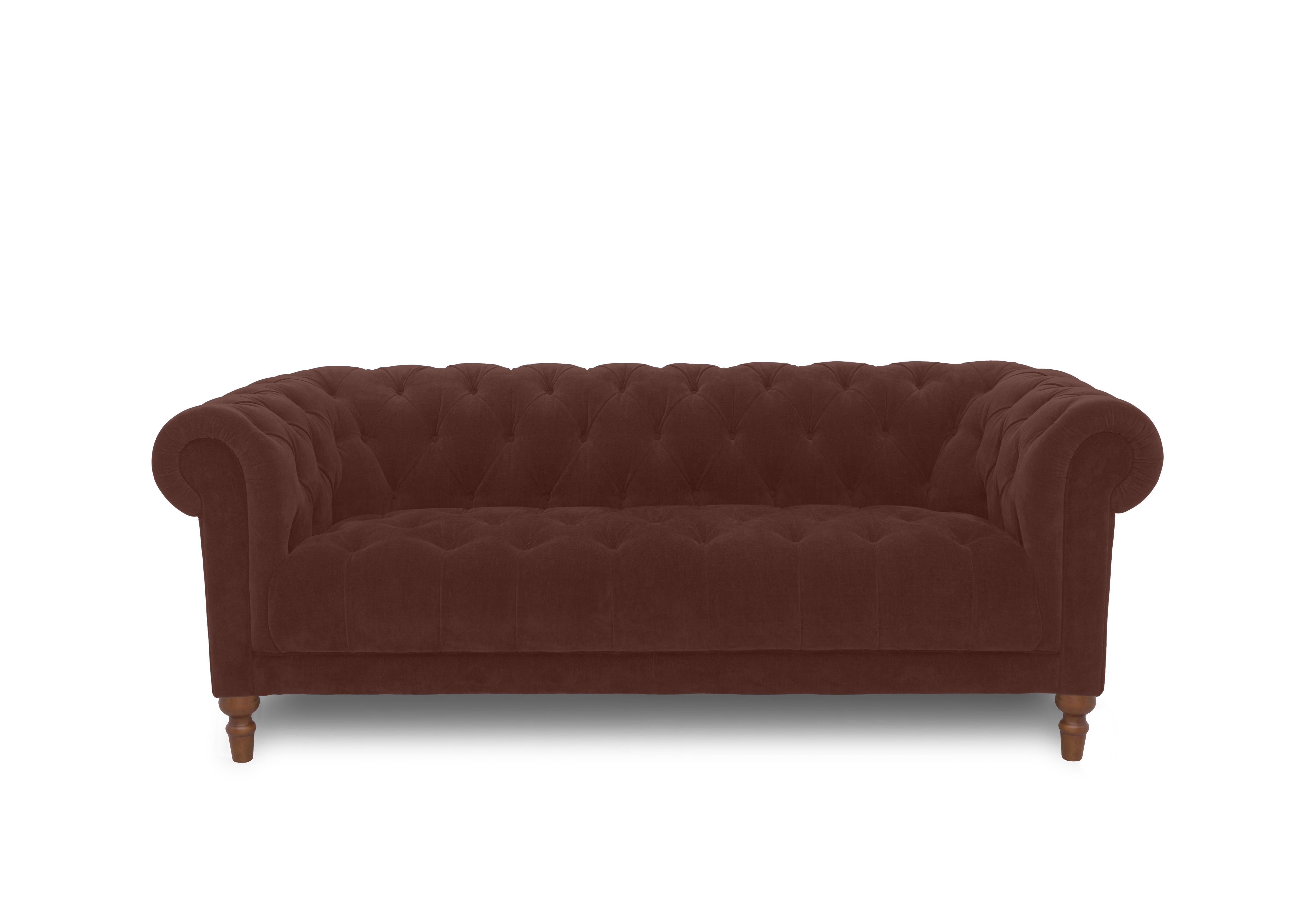 Columbus Fabric 3 Seater Sofa with Wooden Feet in Manhattan Burnt Sienna 58008 on Furniture Village