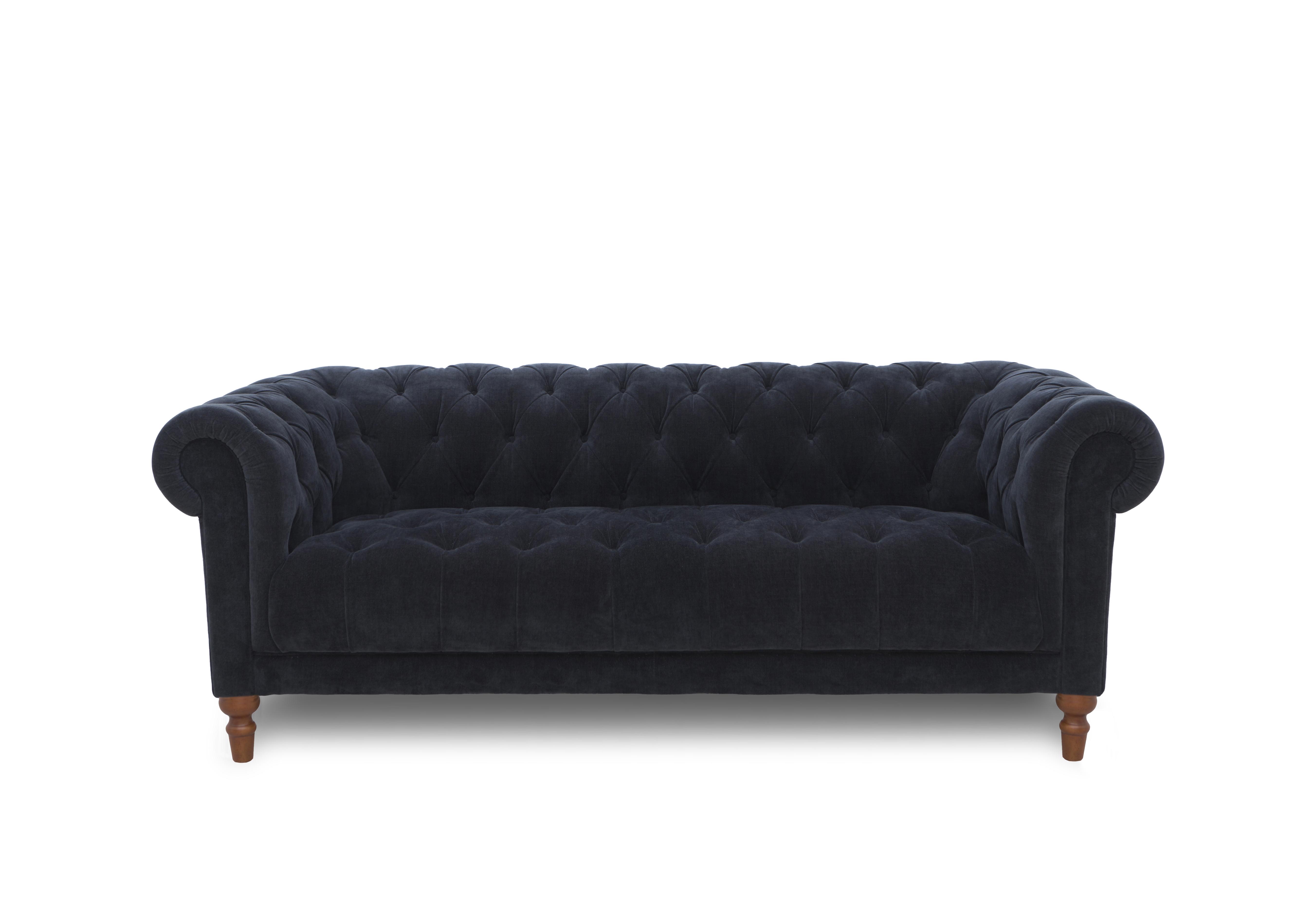 Columbus Fabric 3 Seater Sofa with Wooden Feet in Manhattan Indigo 58009 on Furniture Village