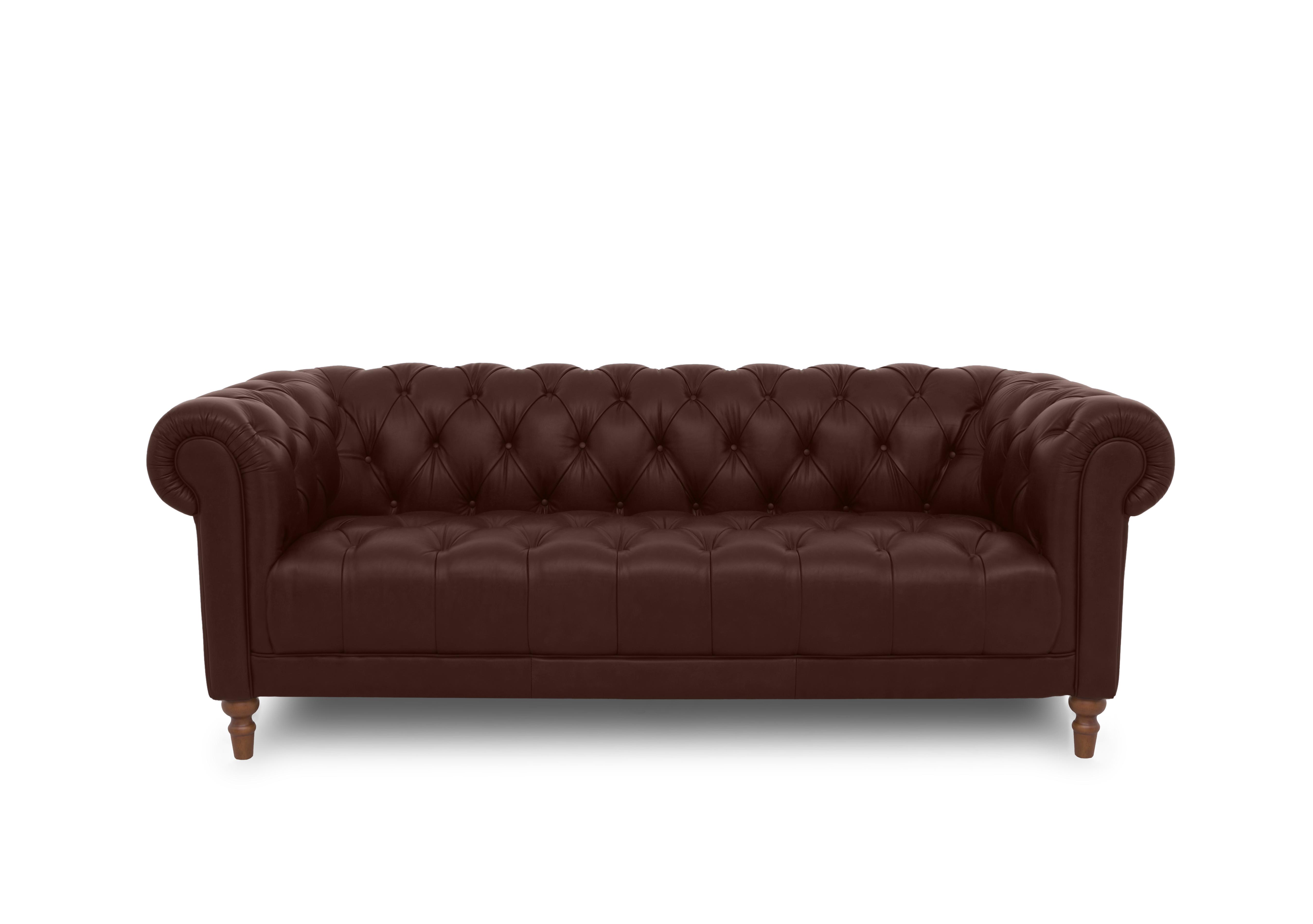 Columbus Leather 3 Seater Sofa with Wooden Feet in Chestnut Cat-200/88 on Furniture Village