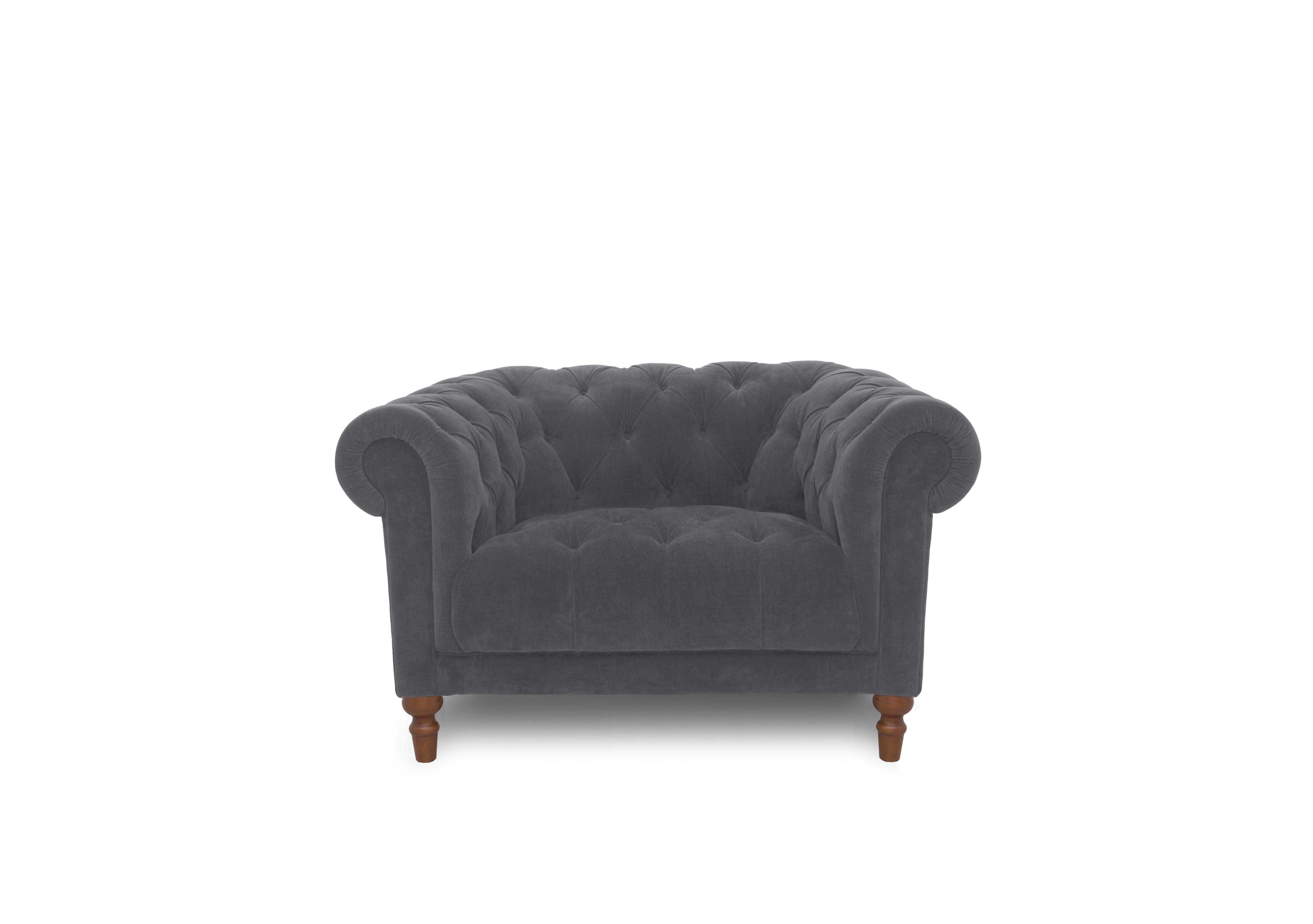 Columbus Fabric Armchair with Wooden Feet in Manhattan Charcoal 58003 on Furniture Village