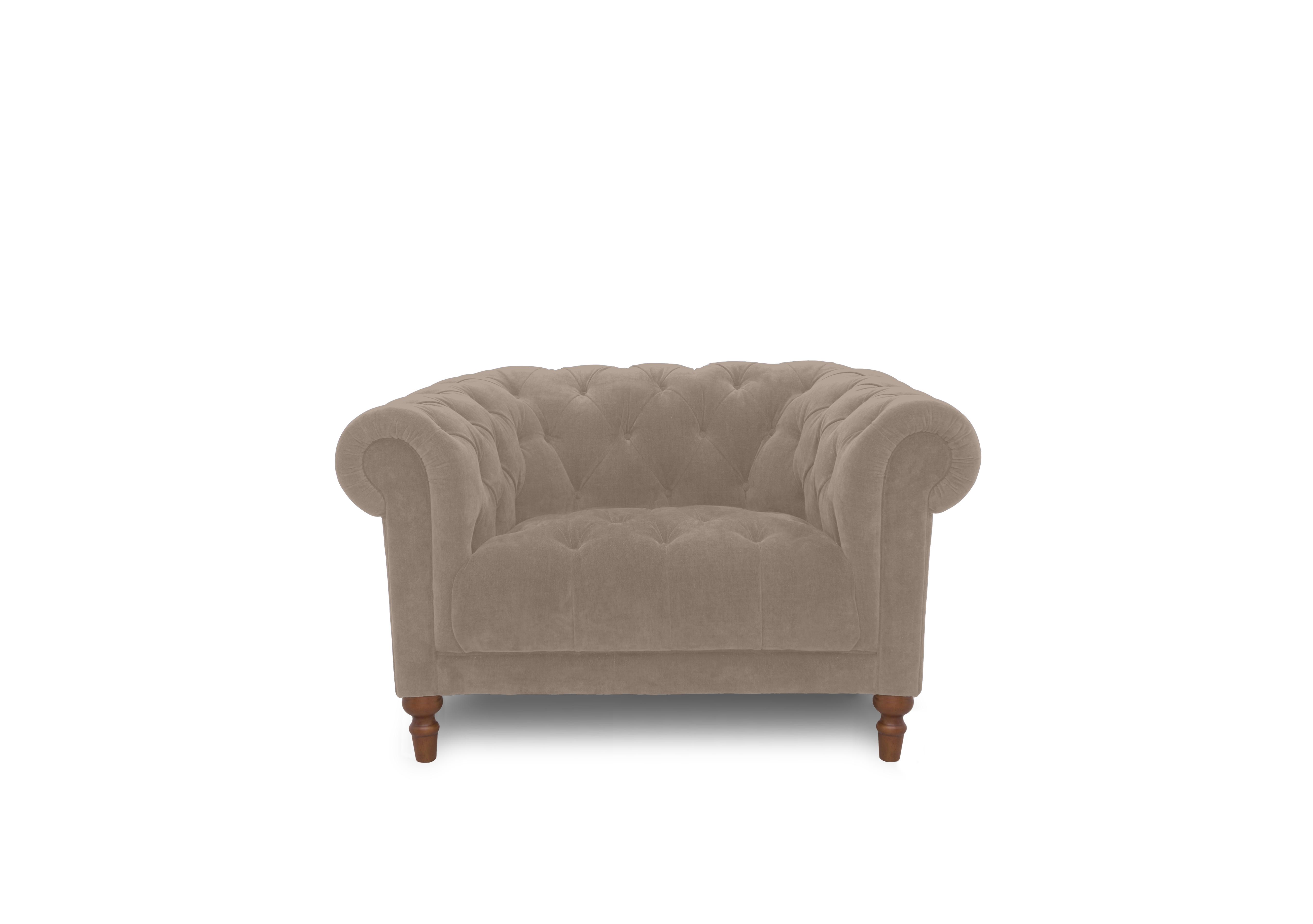 Columbus Fabric Armchair with Wooden Feet in Manhattan Nutmeg 58005 on Furniture Village