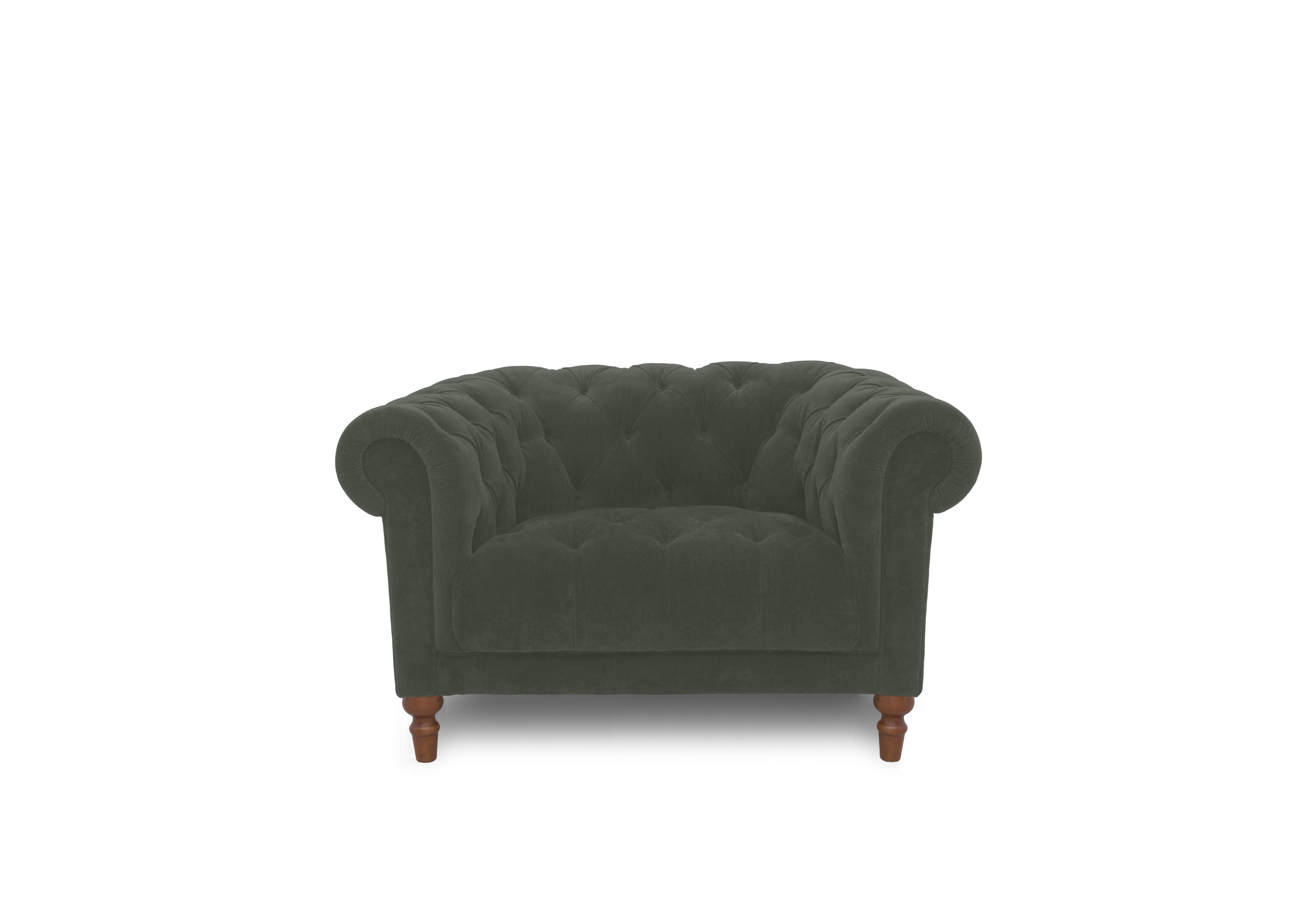 Columbus Fabric Armchair with Wooden Feet in Manhattan Pine 58001 on Furniture Village