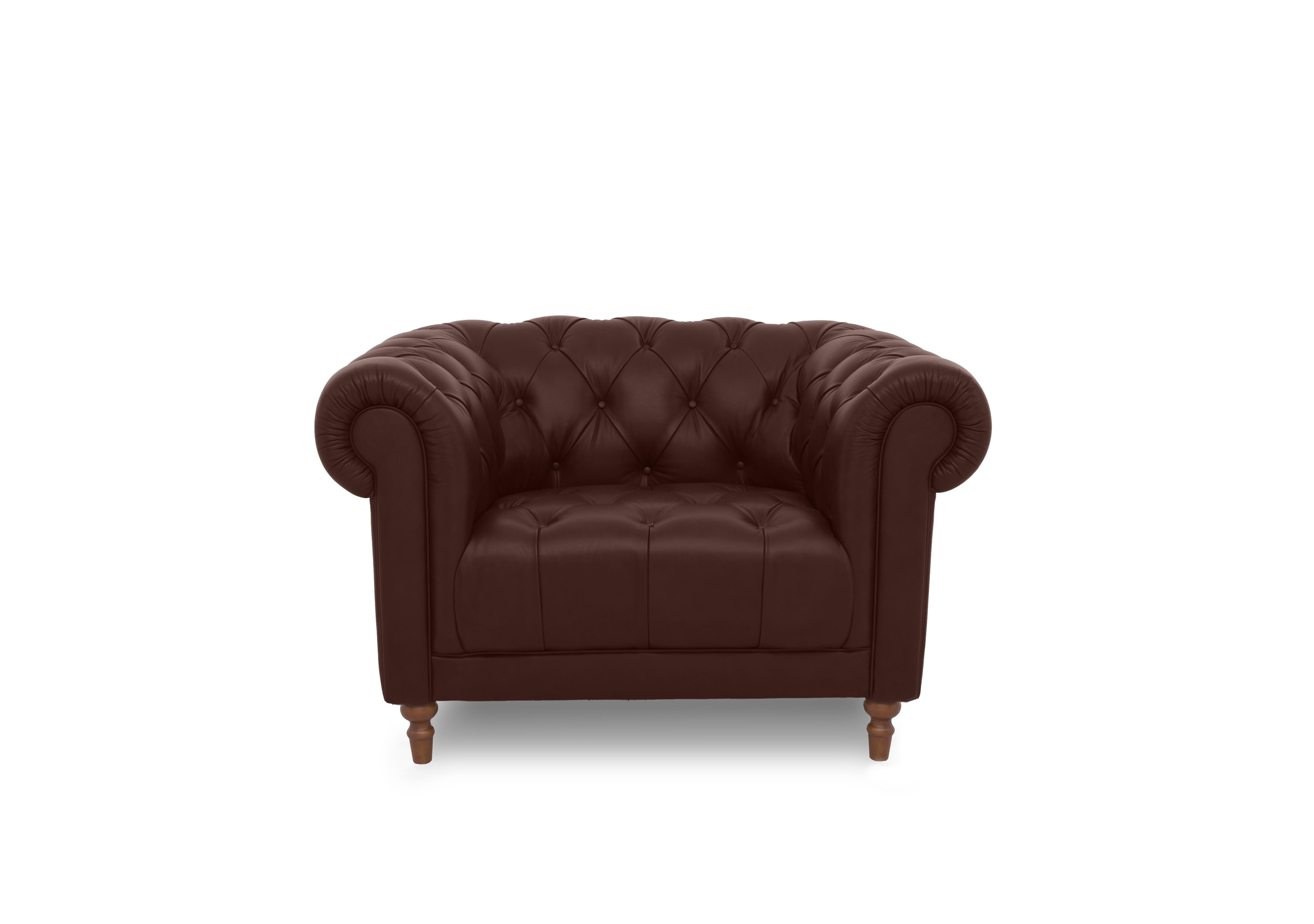 Columbus Leather Armchair with Wooden Feet in Chestnut Cat-200/88 on Furniture Village