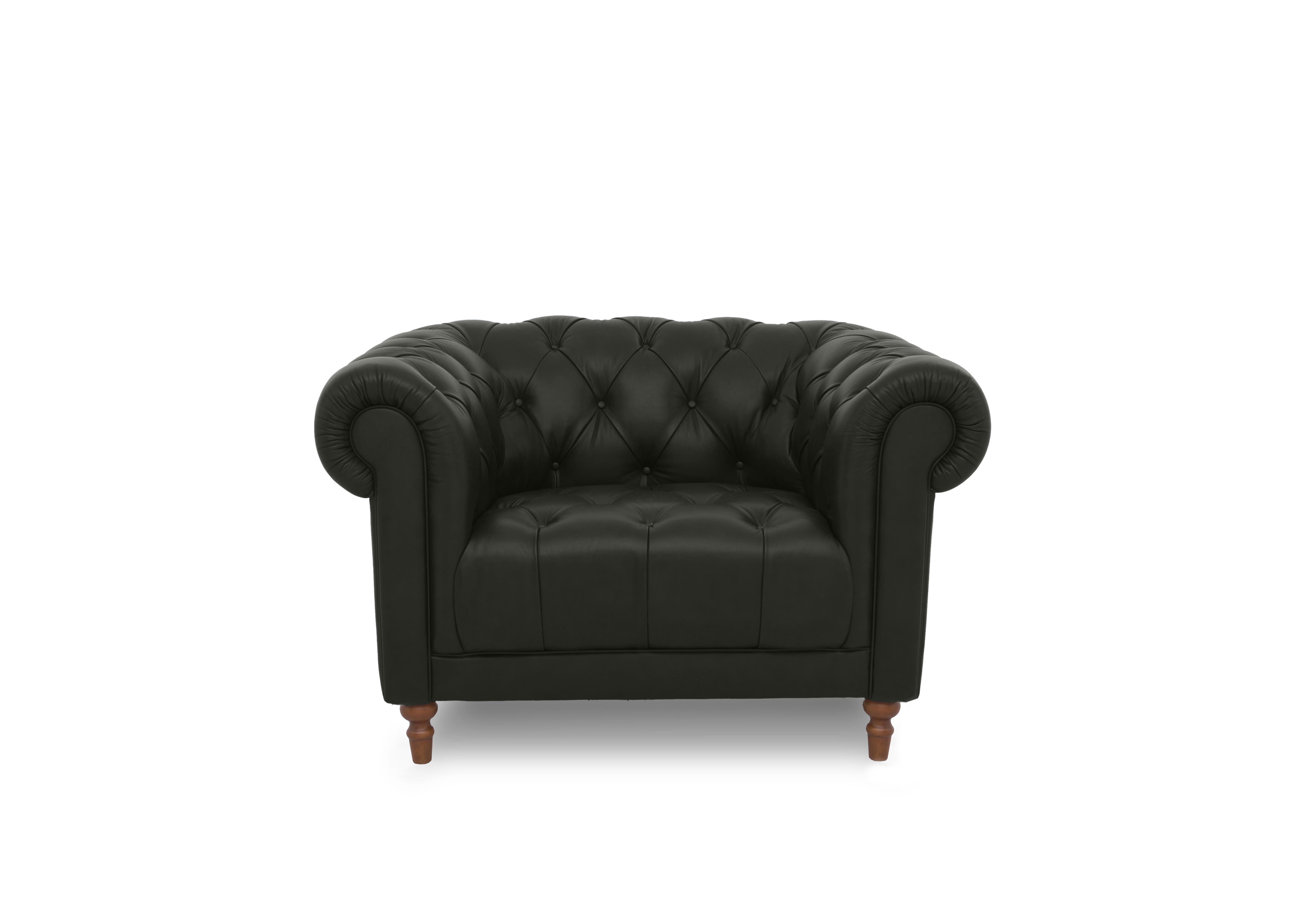 Columbus Leather Armchair with Wooden Feet in Emerald Cat-200/89 on Furniture Village