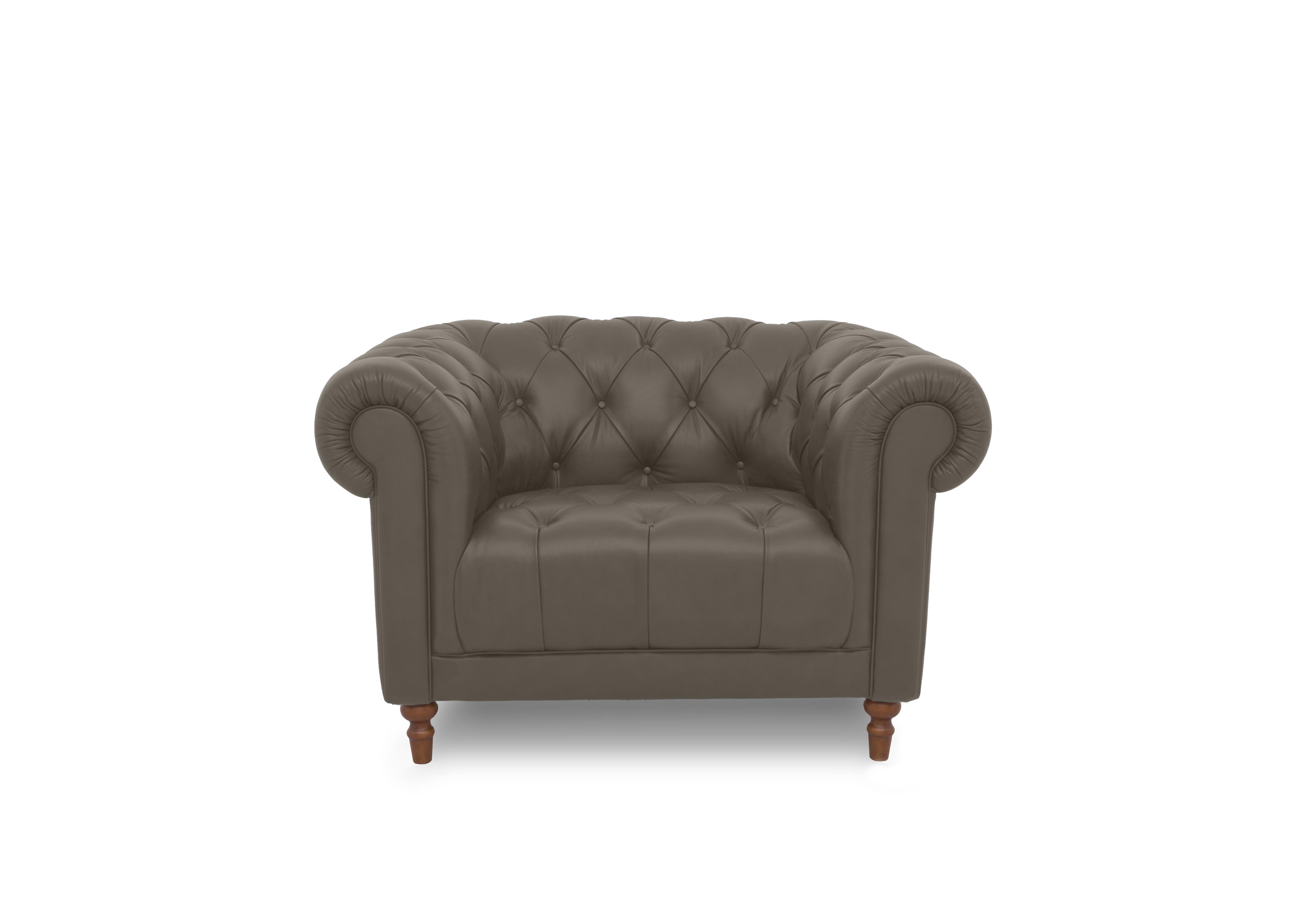 Columbus Leather Armchair with Wooden Feet in Simply Taupe Cat-200/87 on Furniture Village