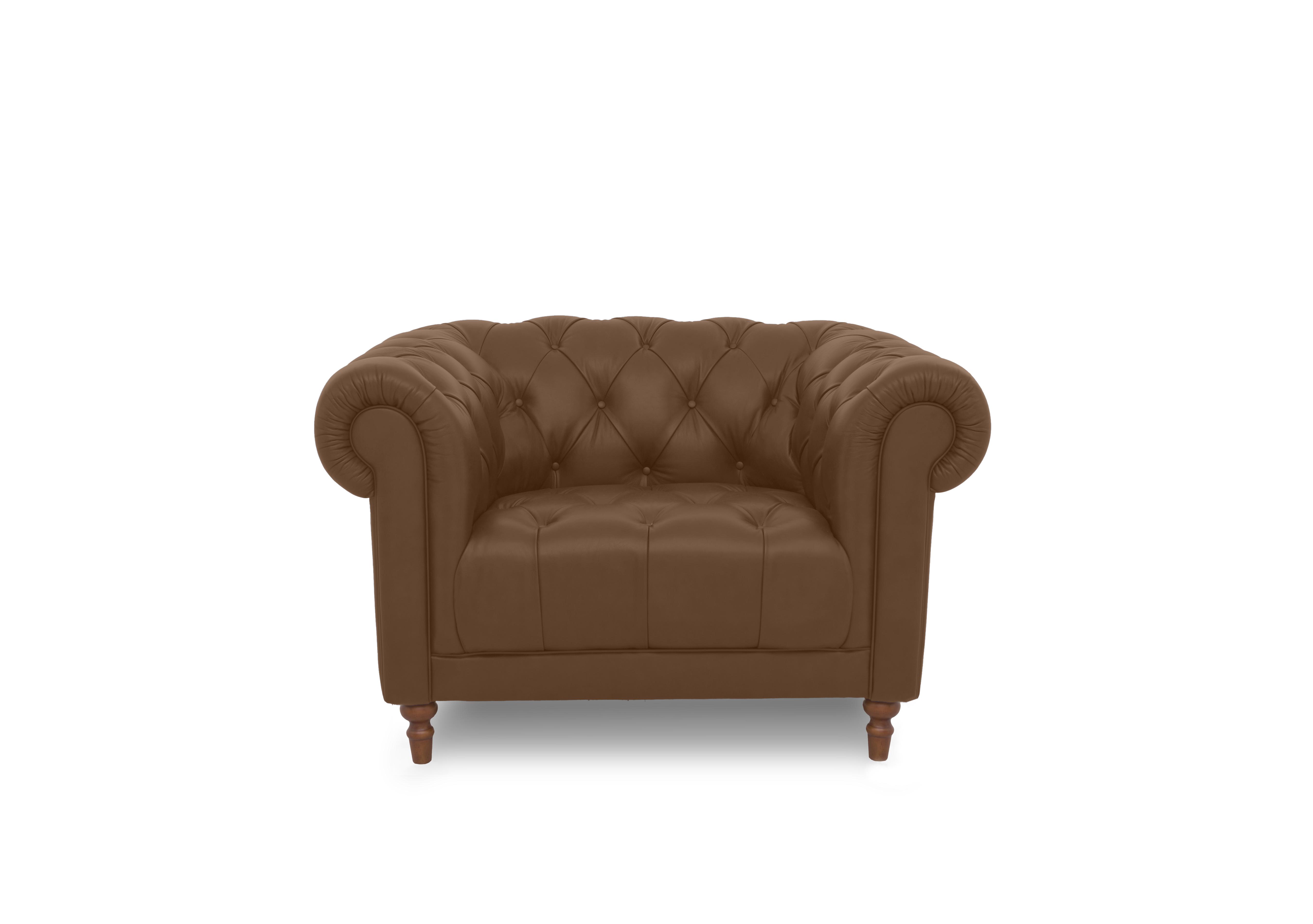 Columbus Leather Armchair with Wooden Feet in Tan Cat-200/86 on Furniture Village