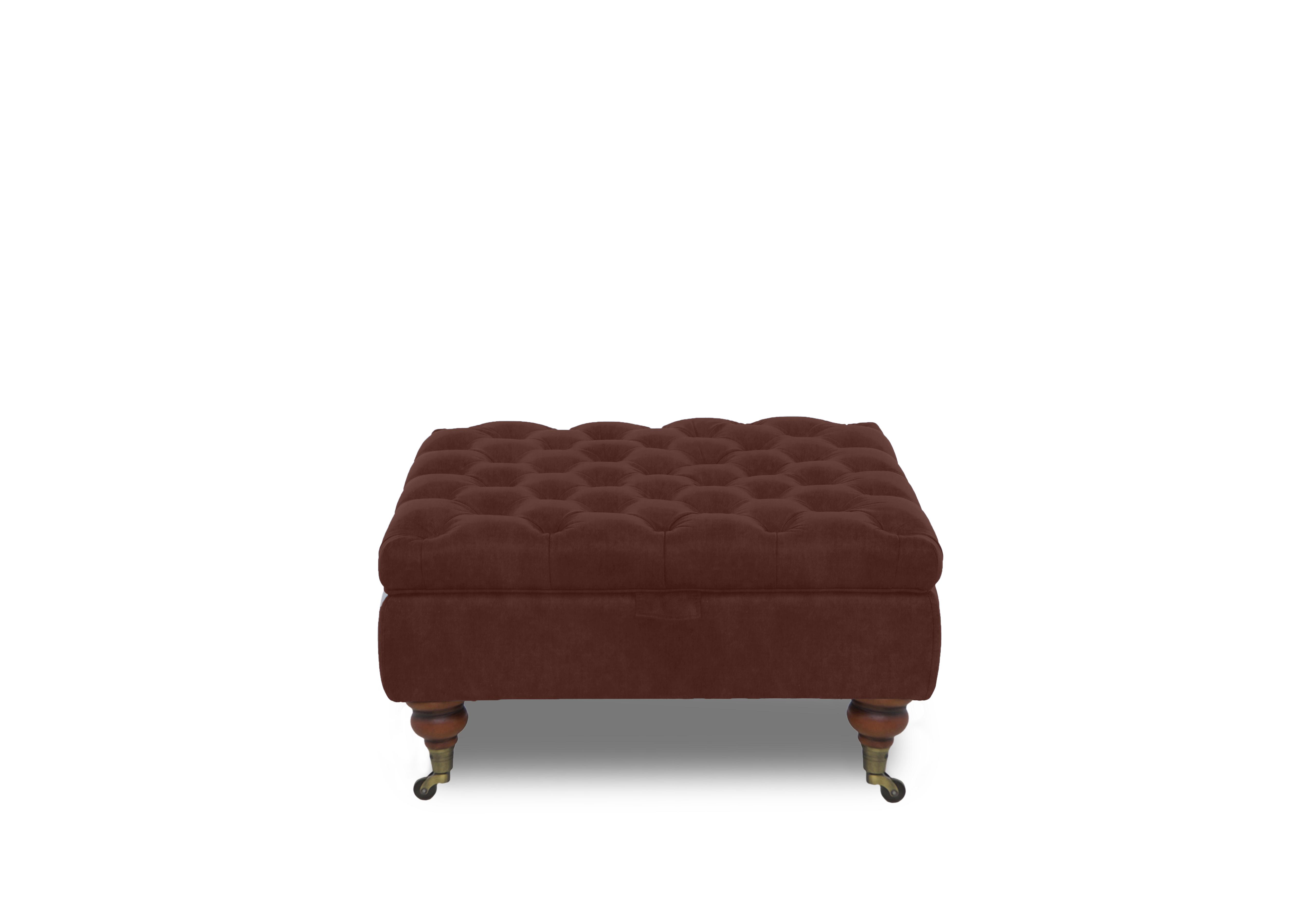 Columbus Fabric Large Storage Footstool with Castors in Manhattan Burnt Sienna 58008 on Furniture Village