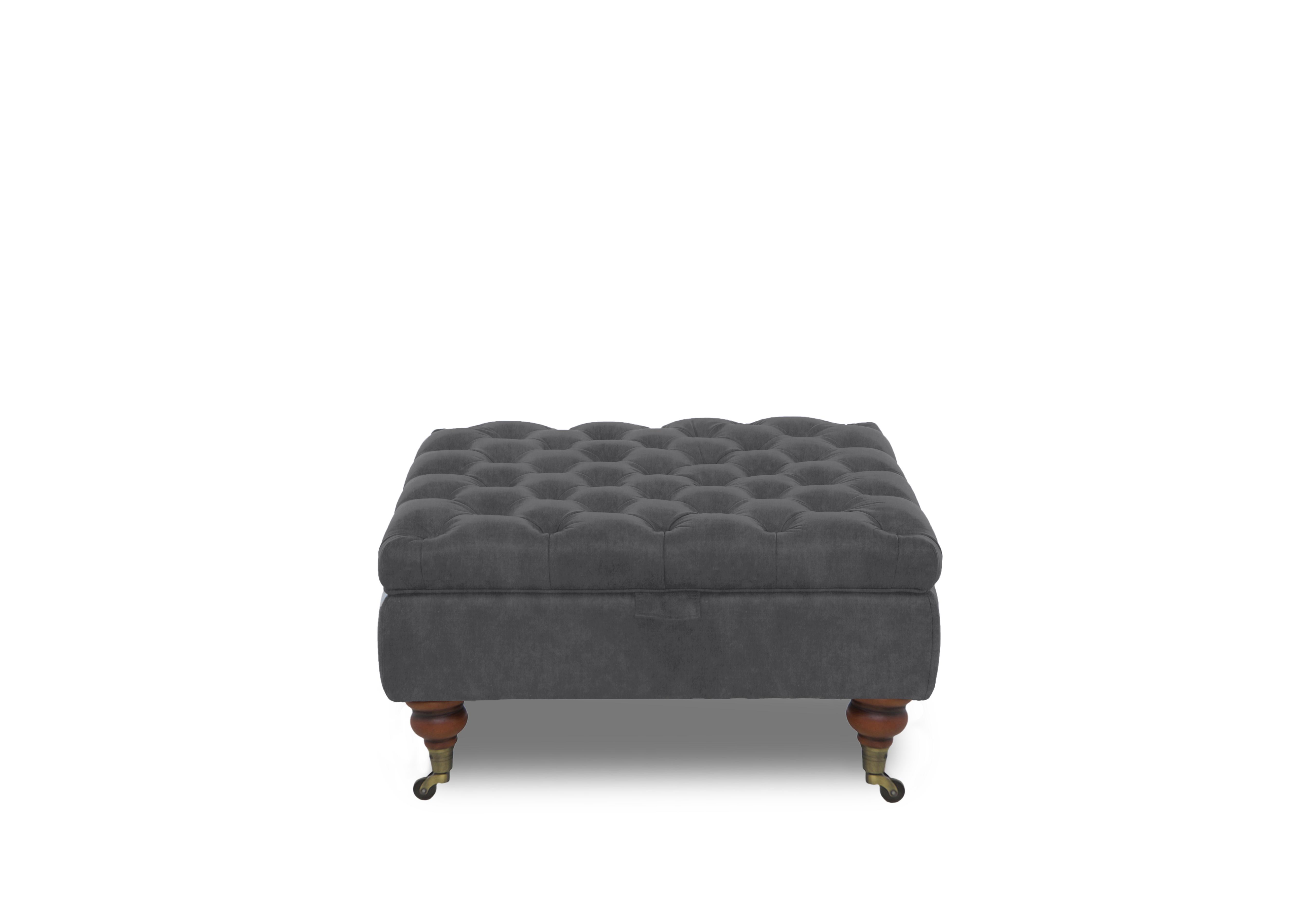 Columbus Fabric Large Storage Footstool with Castors in Manhattan Charcoal 58003 on Furniture Village