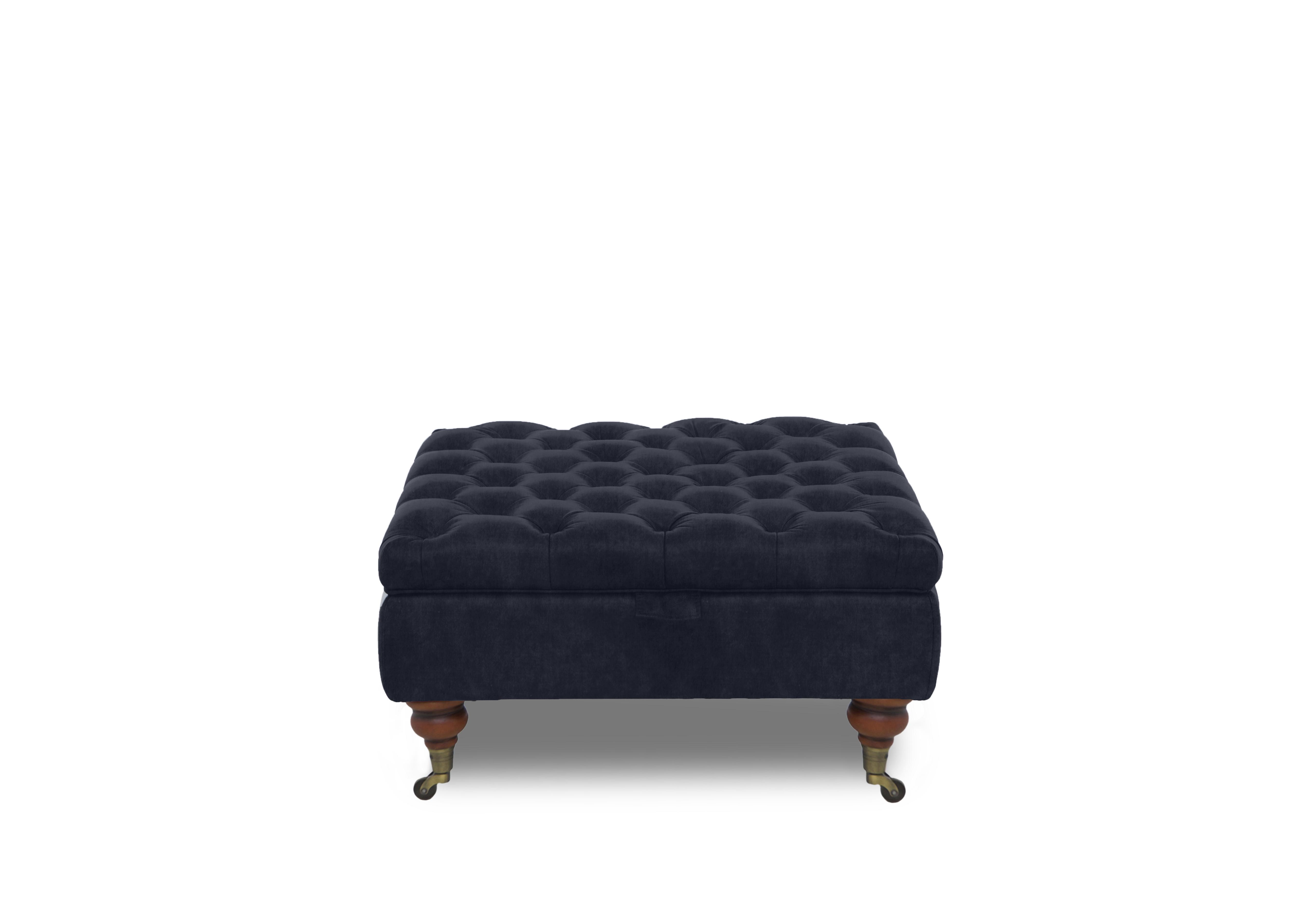 Columbus Fabric Large Storage Footstool with Castors in Manhattan Indigo 58009 on Furniture Village