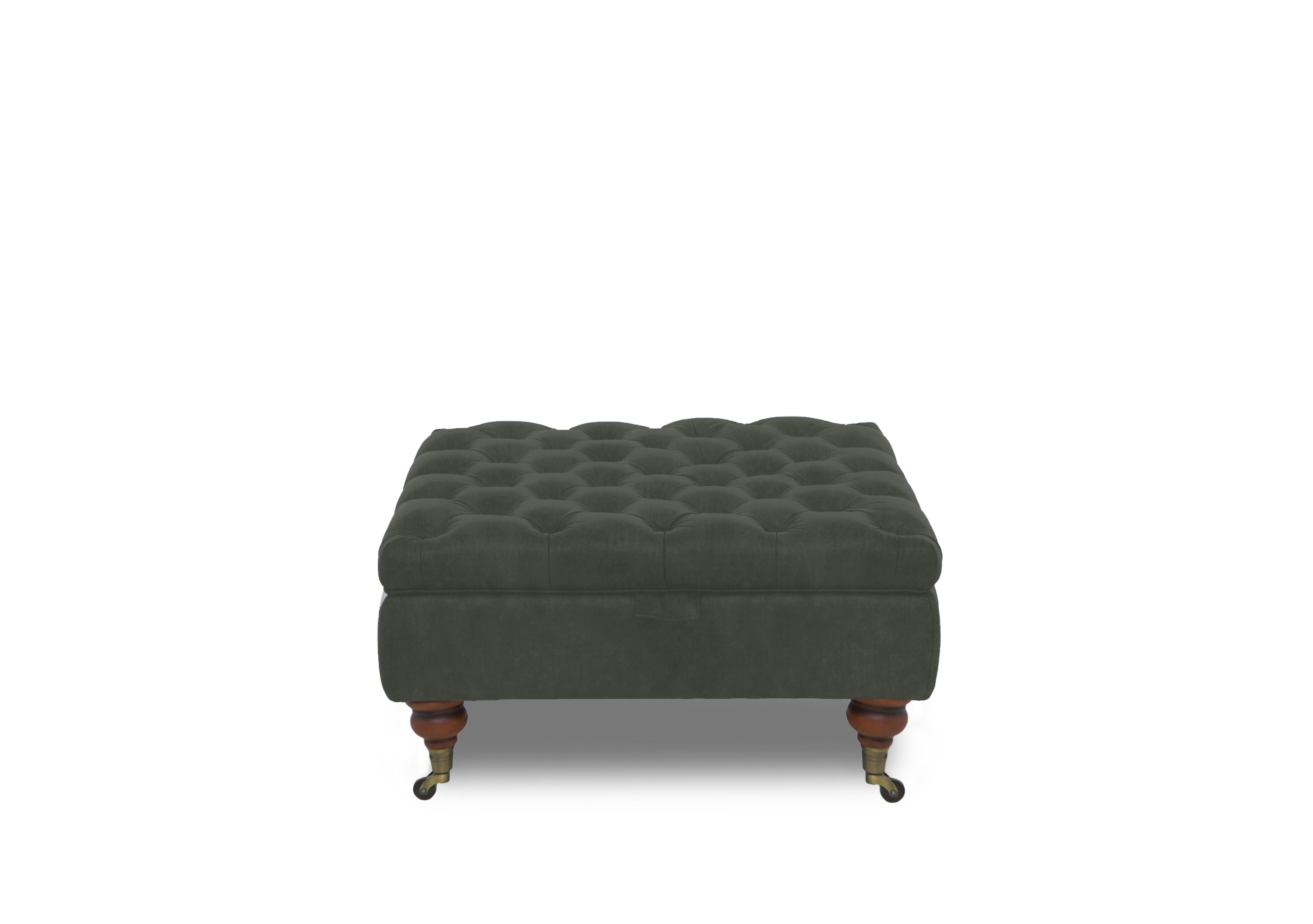 Columbus Fabric Large Storage Footstool with Castors in Manhattan Pine 58001 on Furniture Village