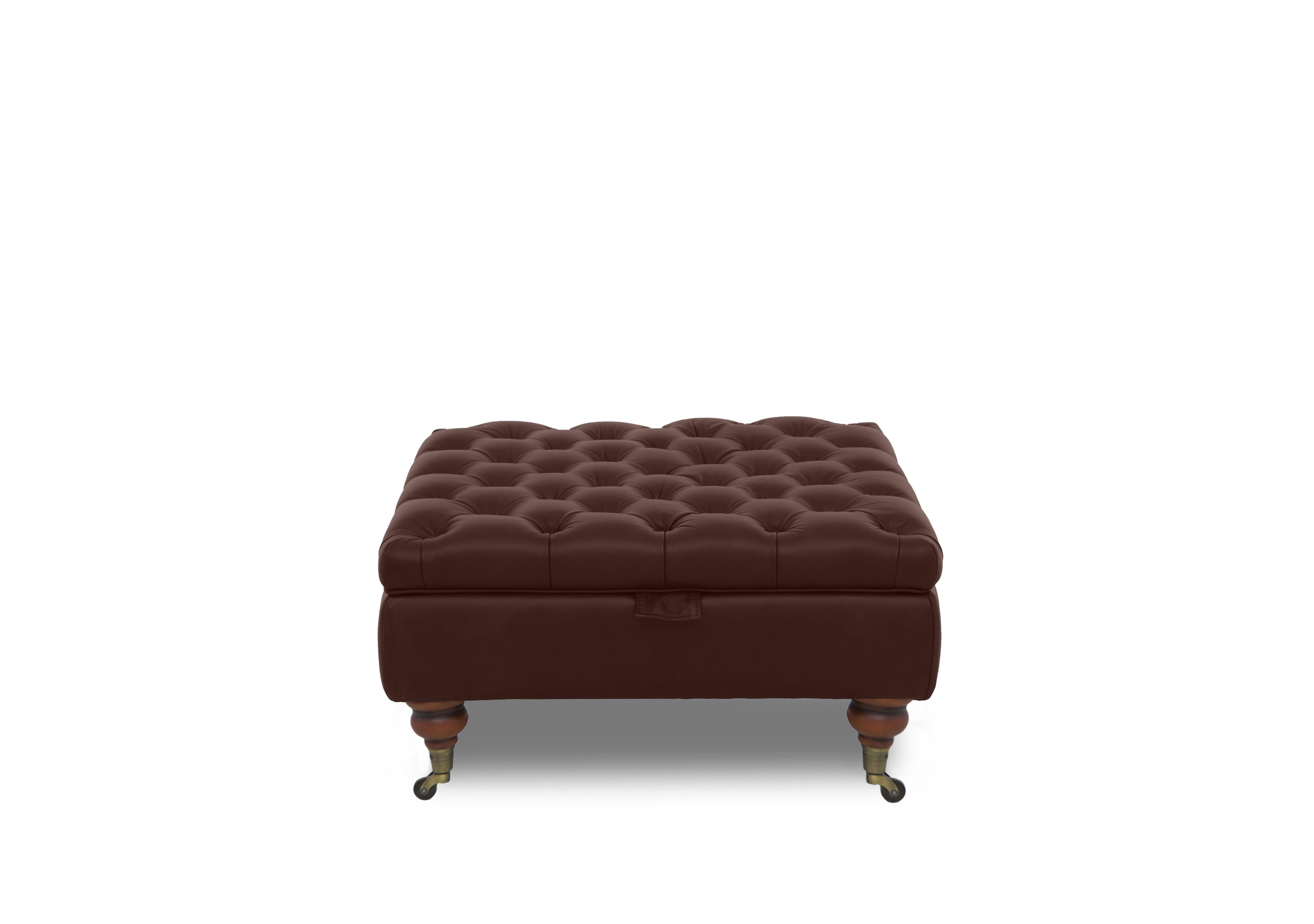 Columbus Leather Large Storage Footstool with Castors in Chestnut Cat-200/88 on Furniture Village